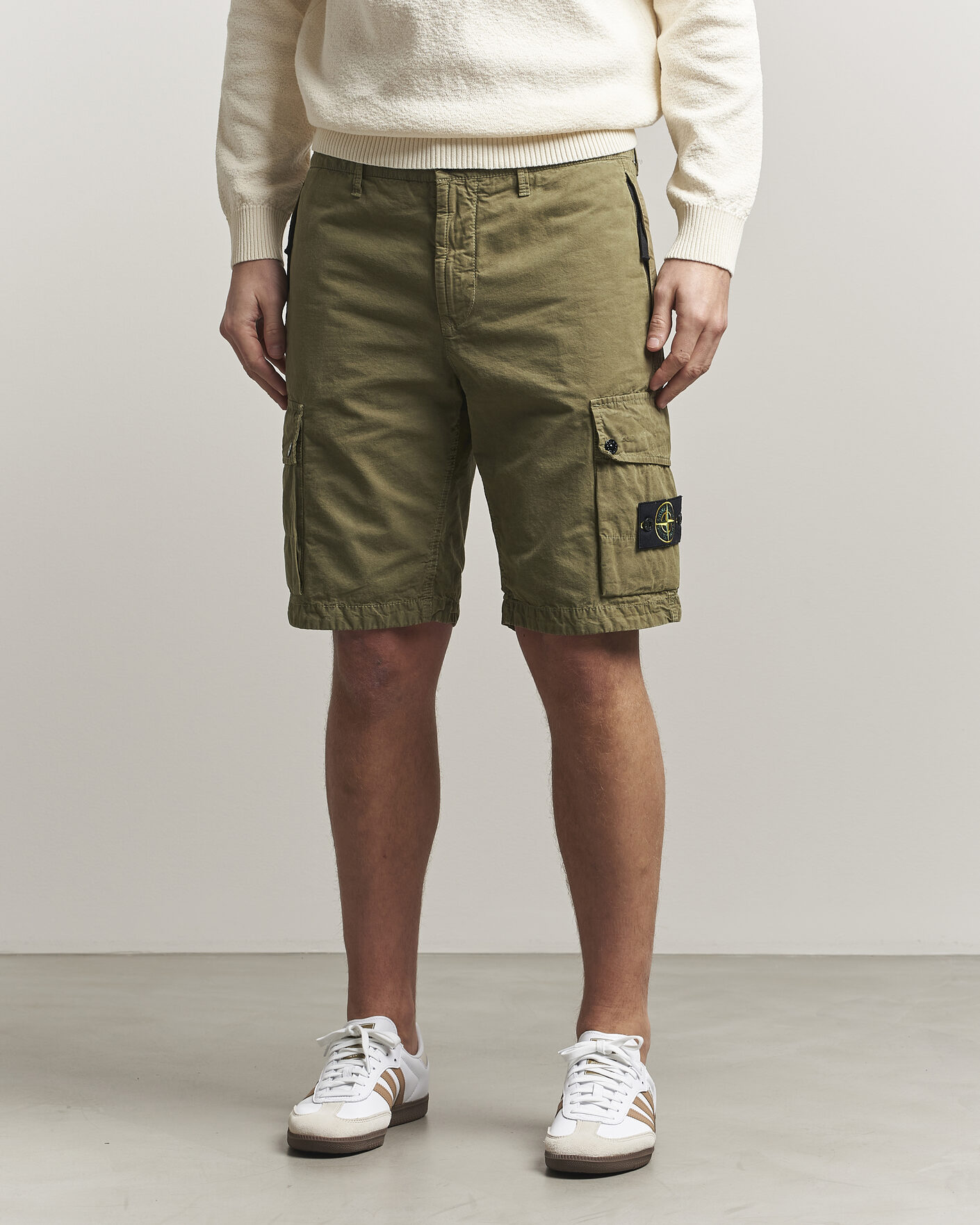 Herren | Shorts | Stone Island | Brushed Cotton Canvas Cargo Shorts Military Green