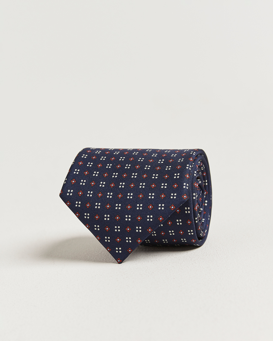Herren | Krawatten | E. Marinella | 3-Fold Printed Silk Tie Navy
