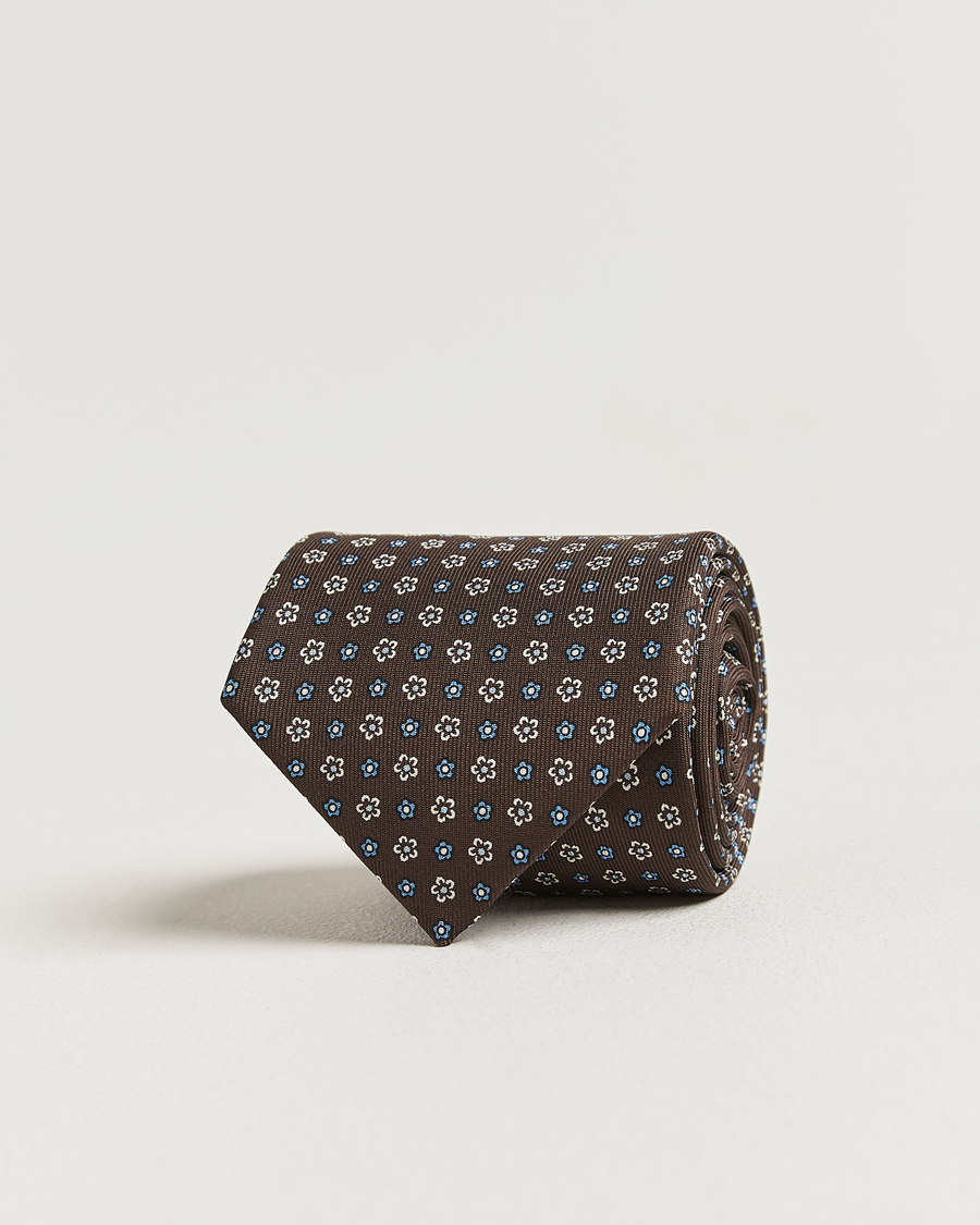 Herren | Krawatten | E. Marinella | 3-Fold Printed Silk Tie Brown