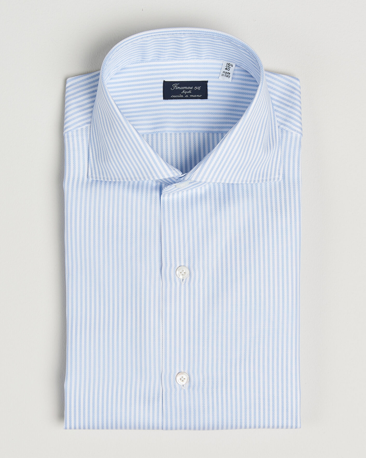 Herren | Hemden | Finamore Napoli | Milano Slim Royal Oxford Dress Shirt Light Blue Stripe