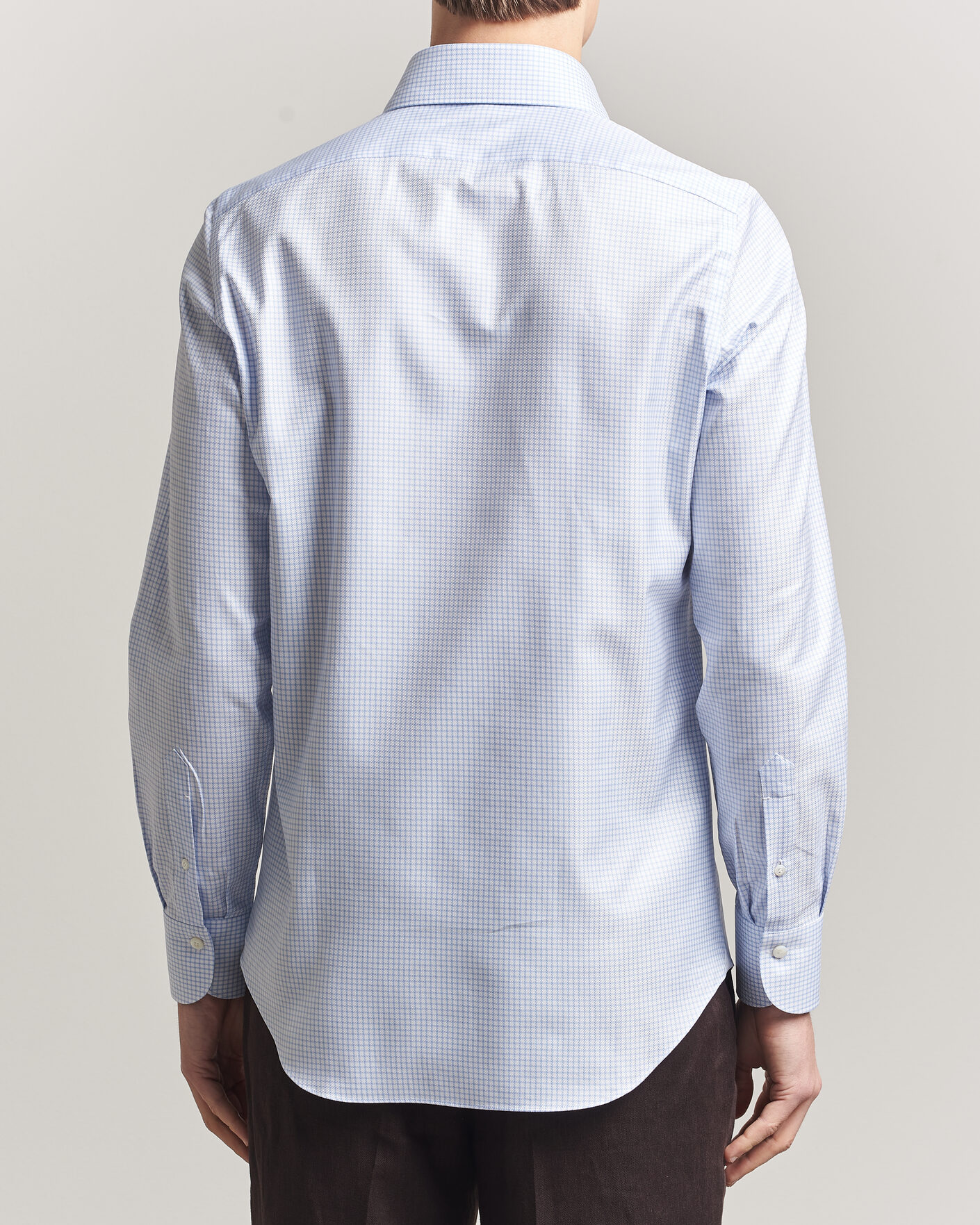 Herren | Hemden | Finamore Napoli | Milano Slim Twill Shirt Light Blue Check