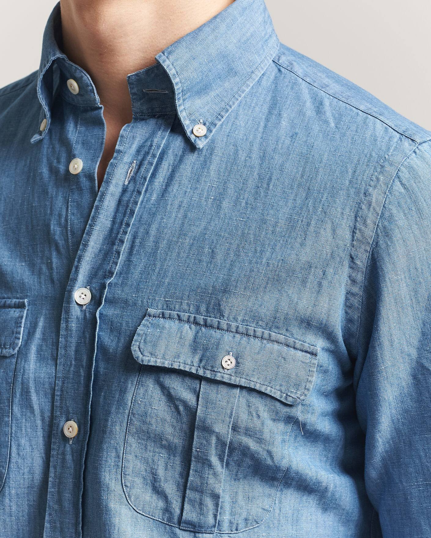 Herren | Hemden | Finamore Napoli | Double Pocket Overshirt Light Blue