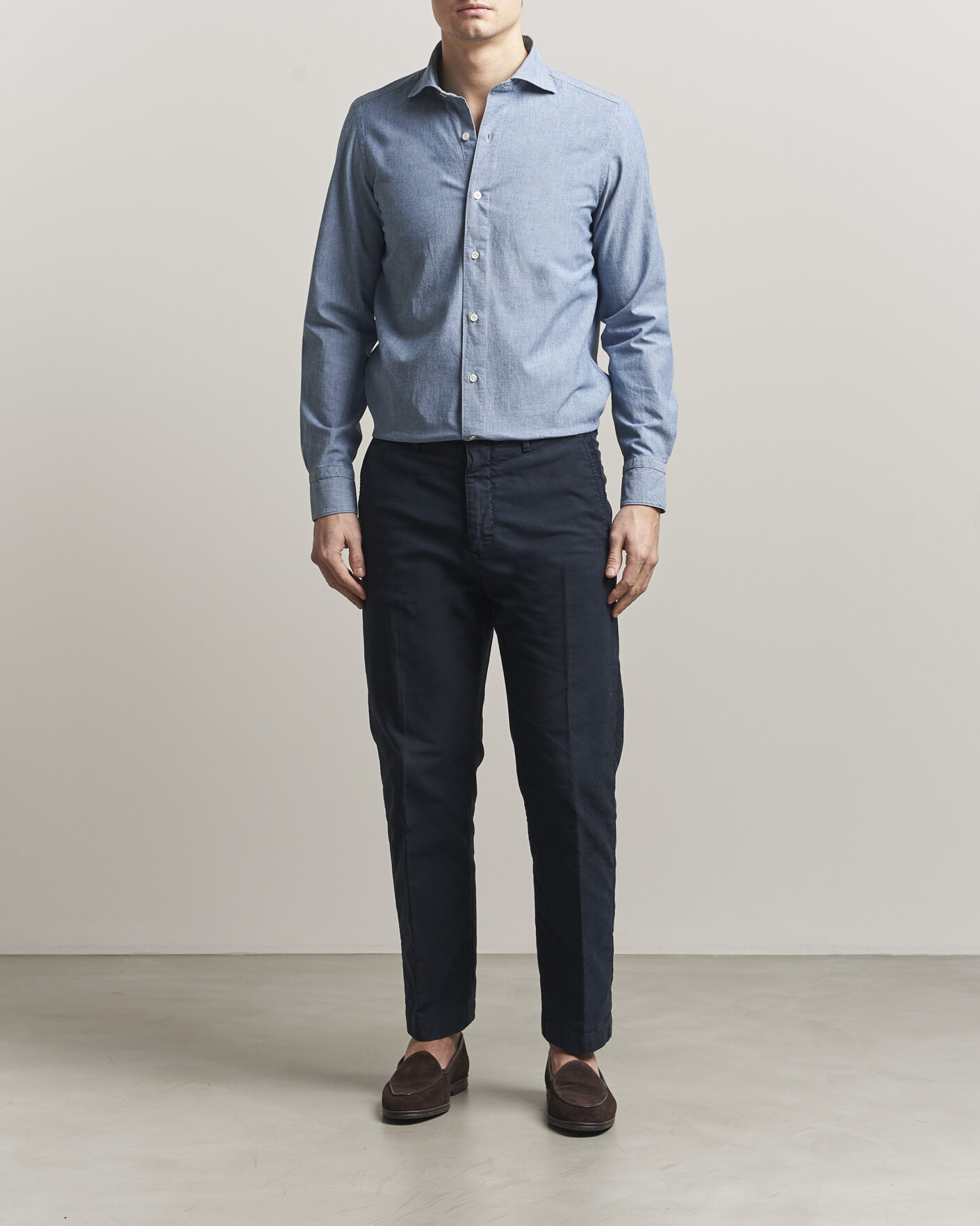 Herren | Hemden | Finamore Napoli | Gaeta Chambray Shirt Light Blue