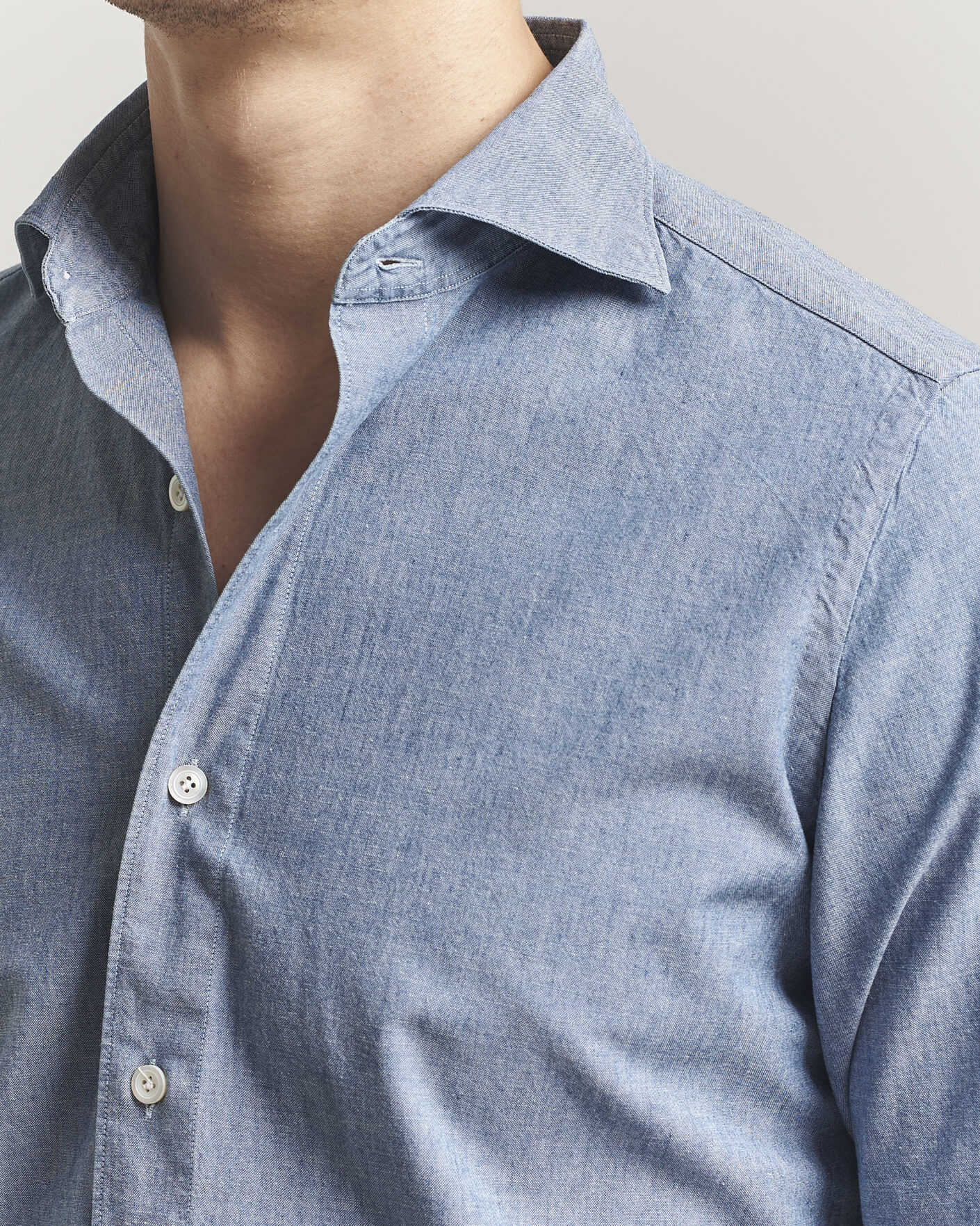 Herren | Hemden | Finamore Napoli | Gaeta Chambray Shirt Light Blue