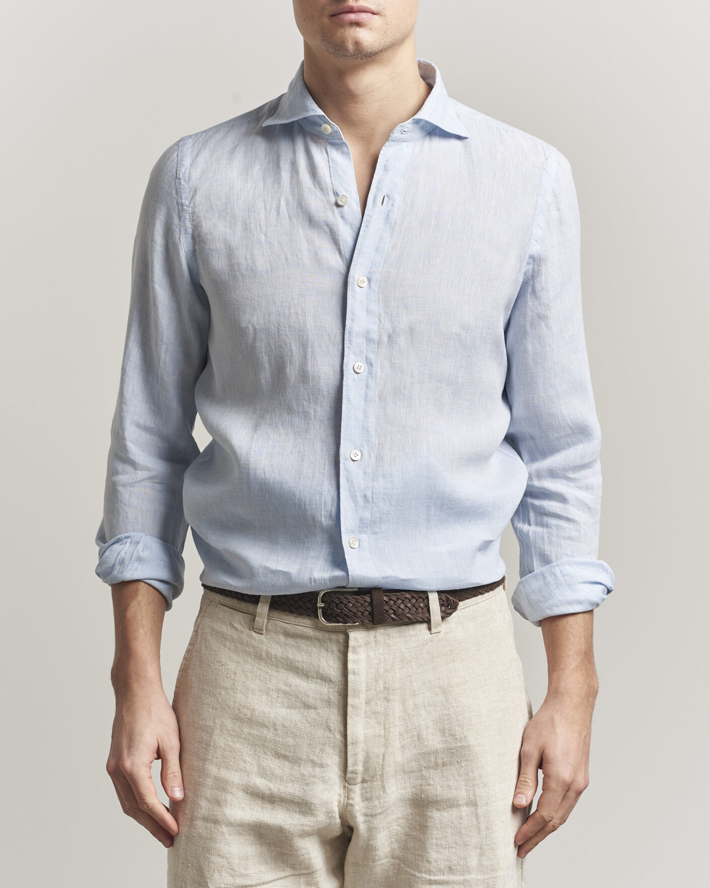 Herren | Hemden | Finamore Napoli | Gaeta Linen Shirt Light Blue