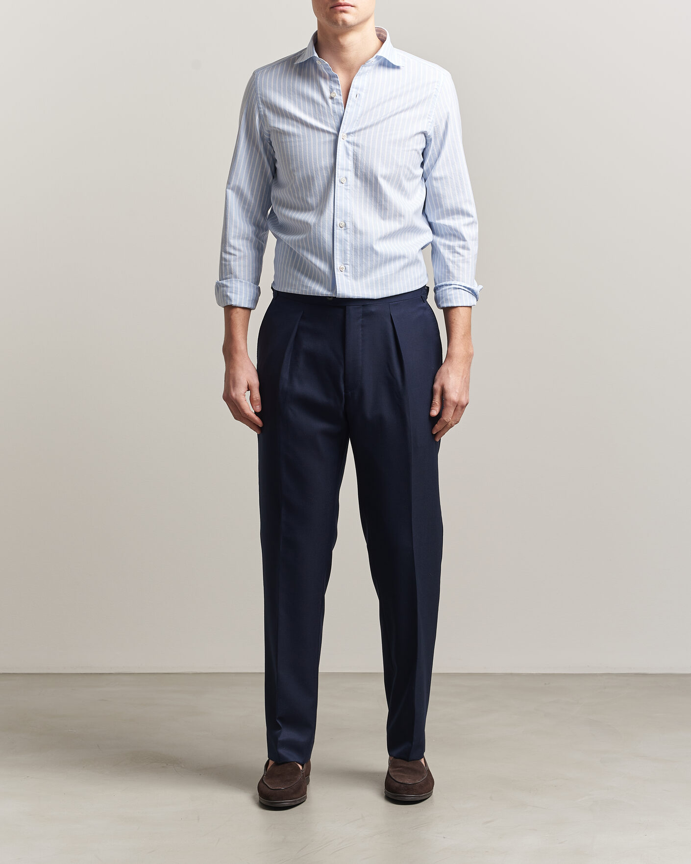 Herren | Hemden | Finamore Napoli | Gaeta Pinpoint Oxford Shirt Light Blue Stripe