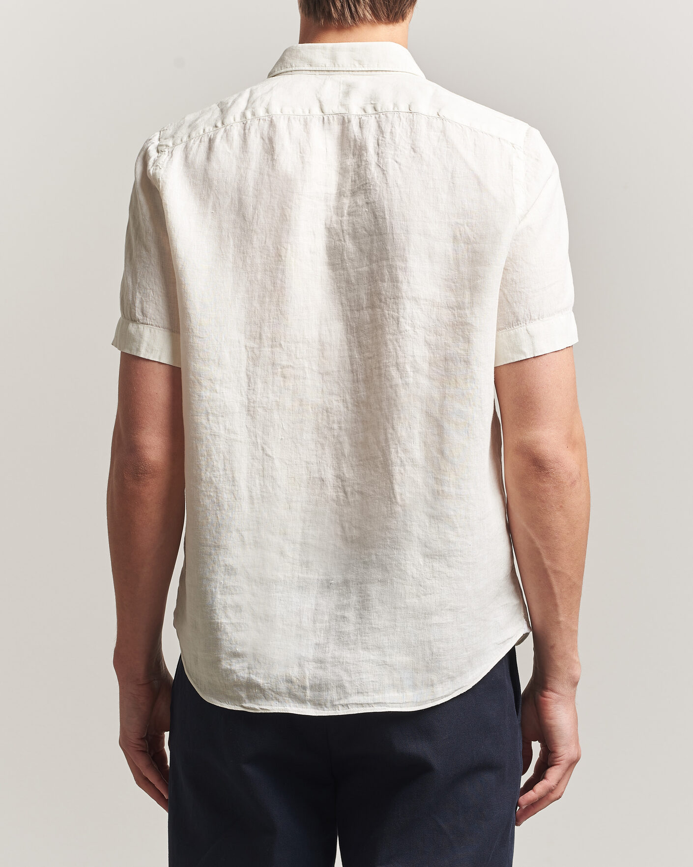 Herren | Hemden | Finamore Napoli | Linen Short Sleeve Sport Shirt Off White
