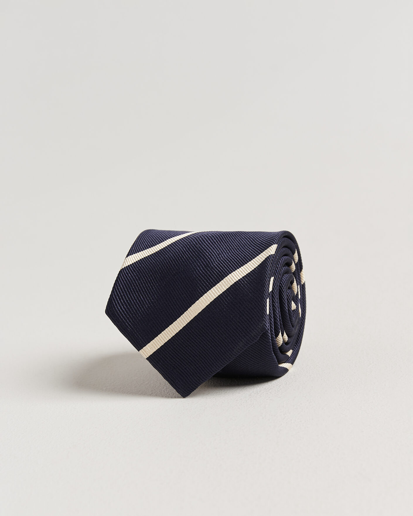 Herren | Krawatten | Finamore Napoli | Regimental Stripe Silk Tie Navy/White