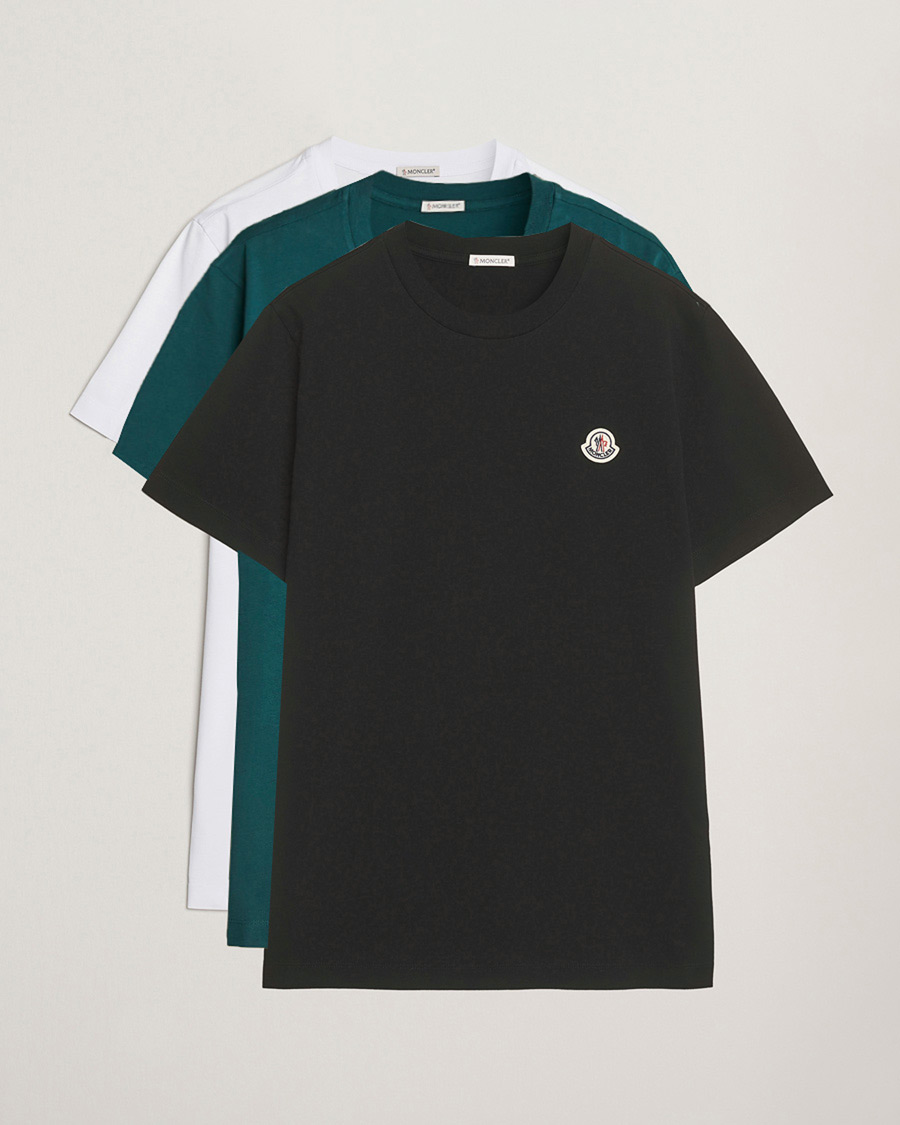 Herren | T-Shirts | Moncler | 3-Pack Logo T-Shirts Black/White/Green