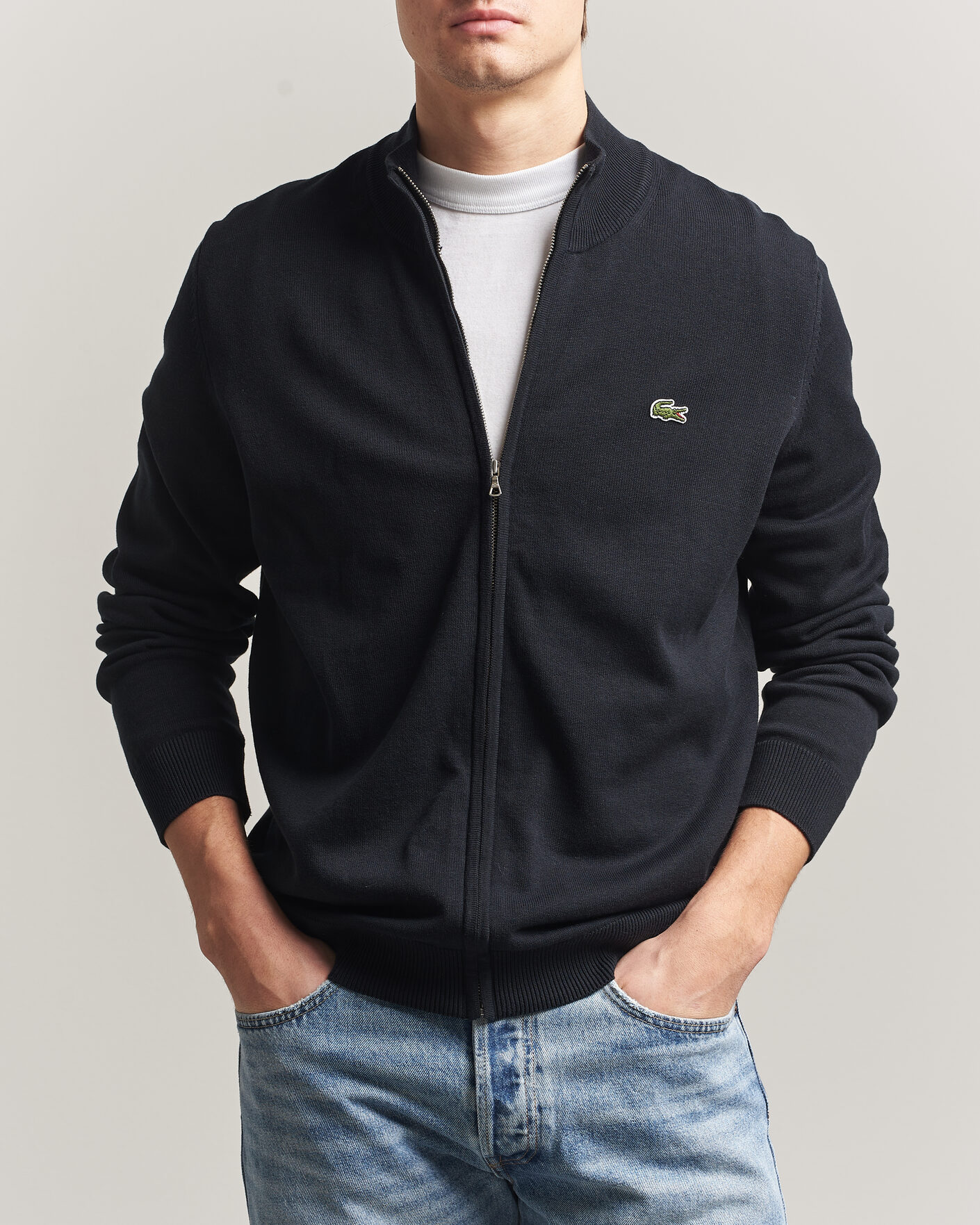 Herren | Pullover | Lacoste | Cotton Knitted Full Zip Black