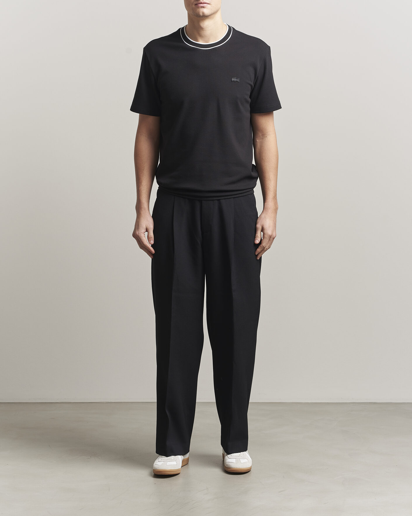Herren | T-Shirts | Lacoste | Contrast Rib Piqué T-Shirt Black