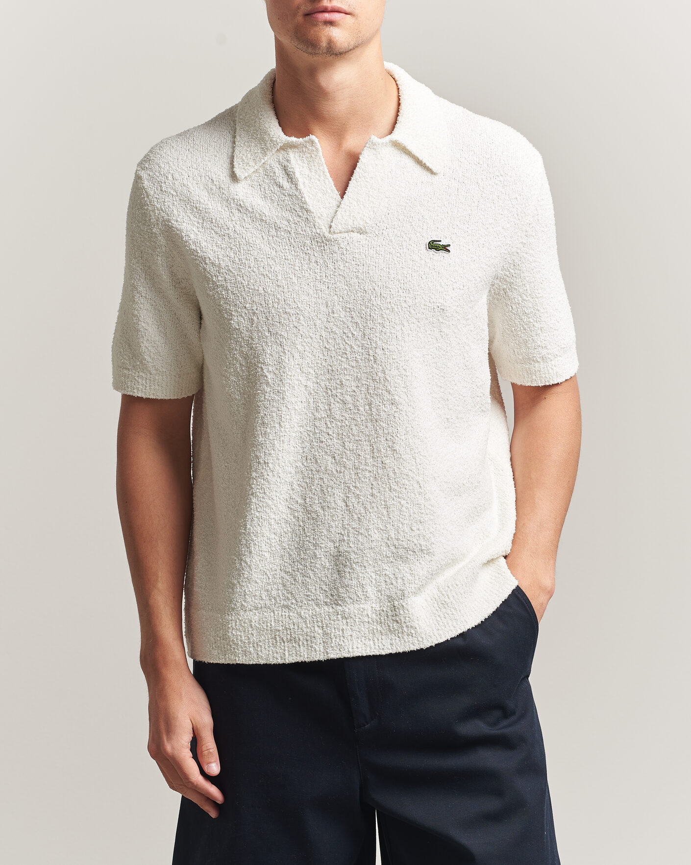 Herren | Poloshirts | Lacoste | Cotton Bouclé Open Collar Polo Flour
