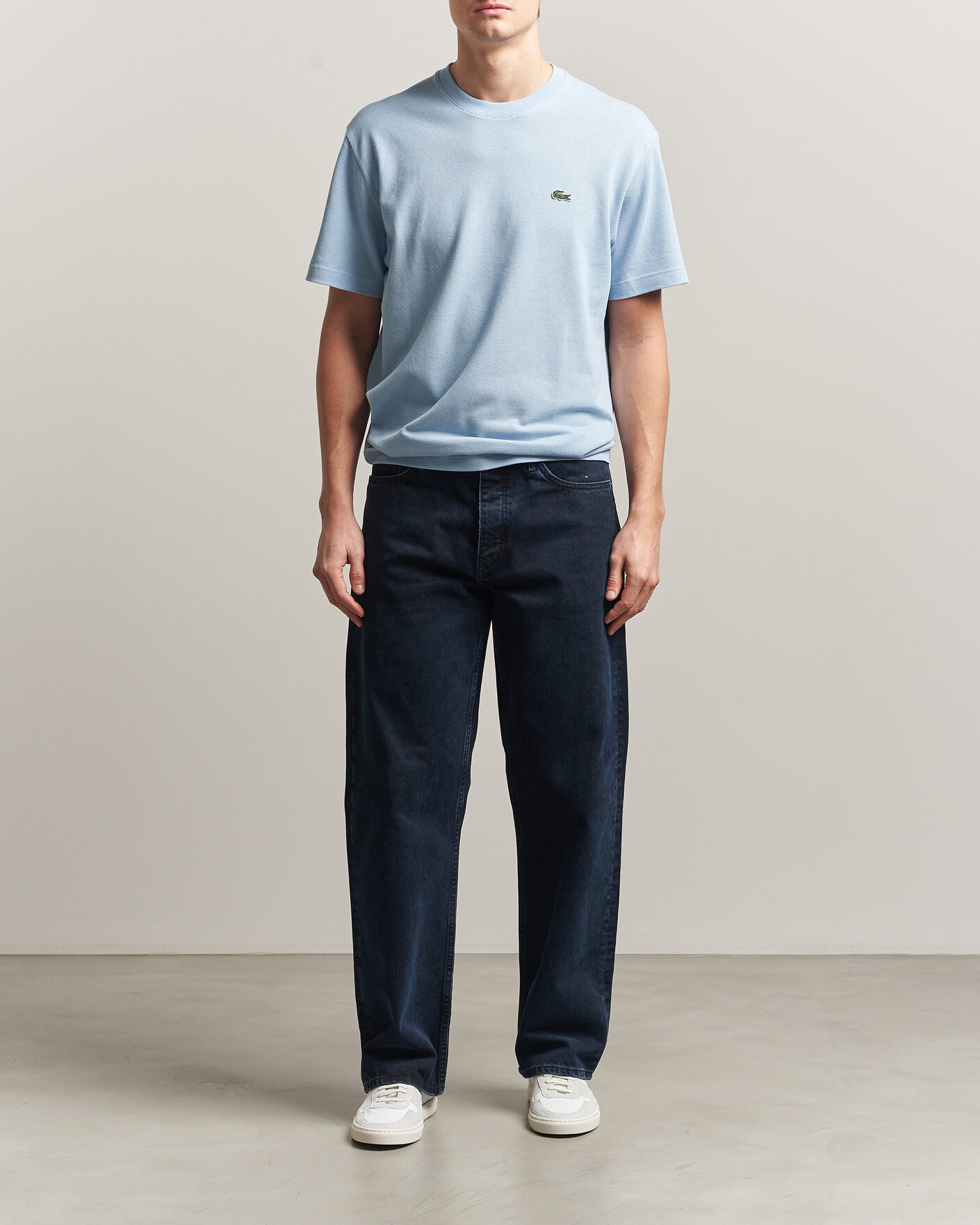 Herren | T-Shirts | Lacoste | Cotton/Linen Pique T-Shirt Light Blue