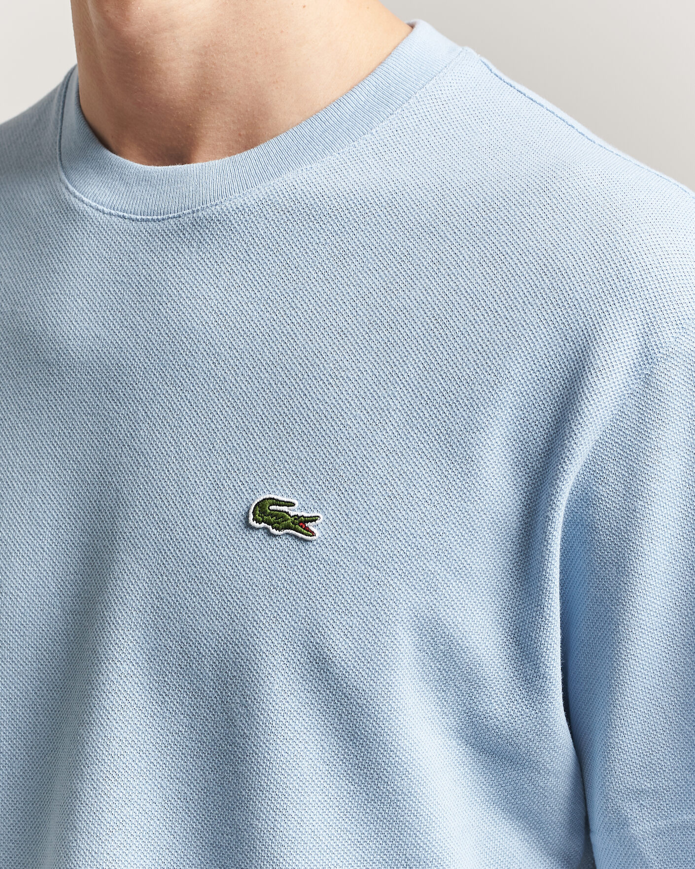 Herren | T-Shirts | Lacoste | Cotton/Linen Pique T-Shirt Light Blue