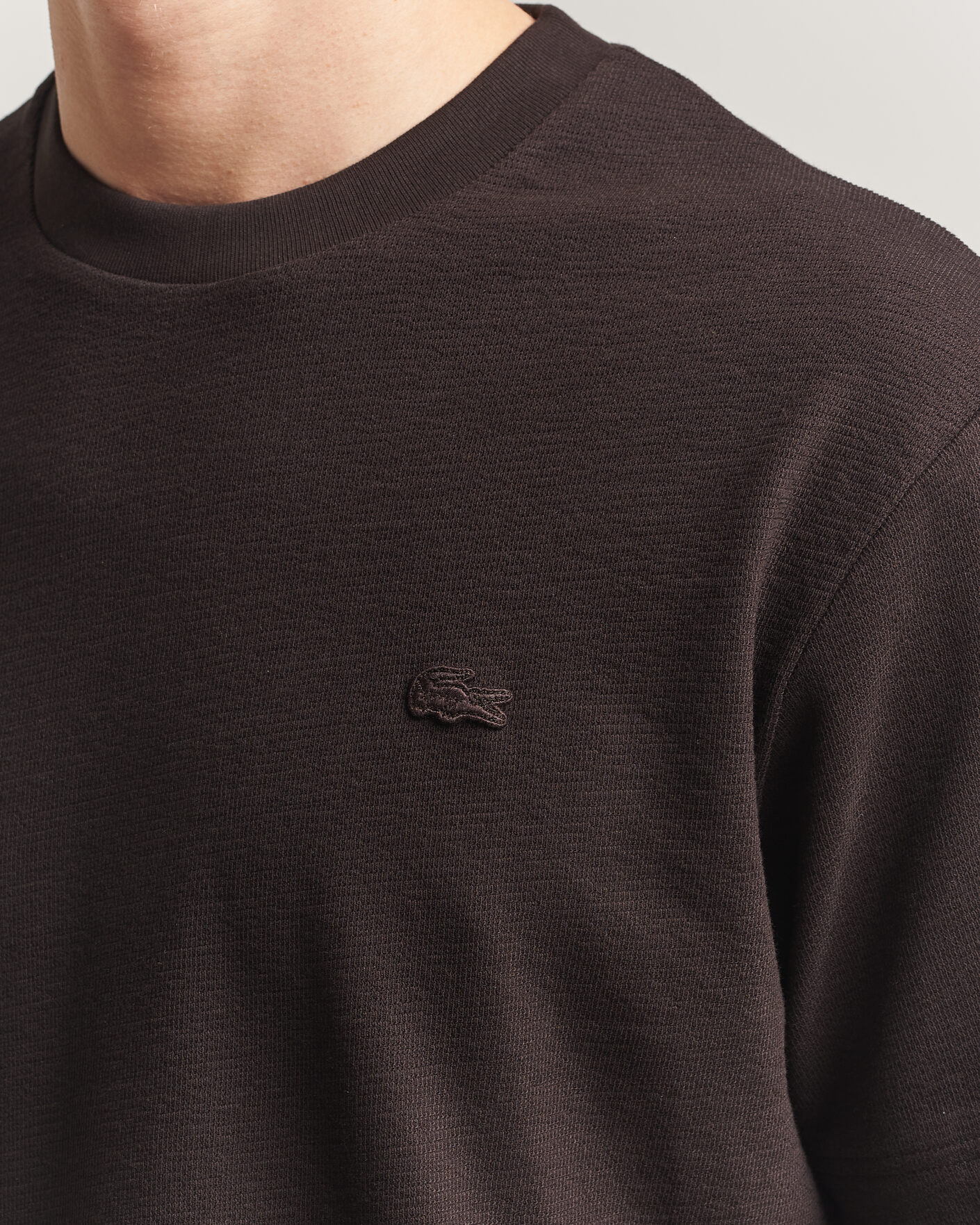 Herren | T-Shirts | Lacoste | Textured Cotton T-Shirt Buffalo Brown