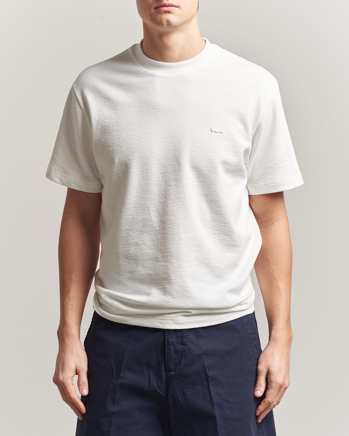 Herren | T-Shirts | Lacoste | Textured Cotton T-Shirt Flour