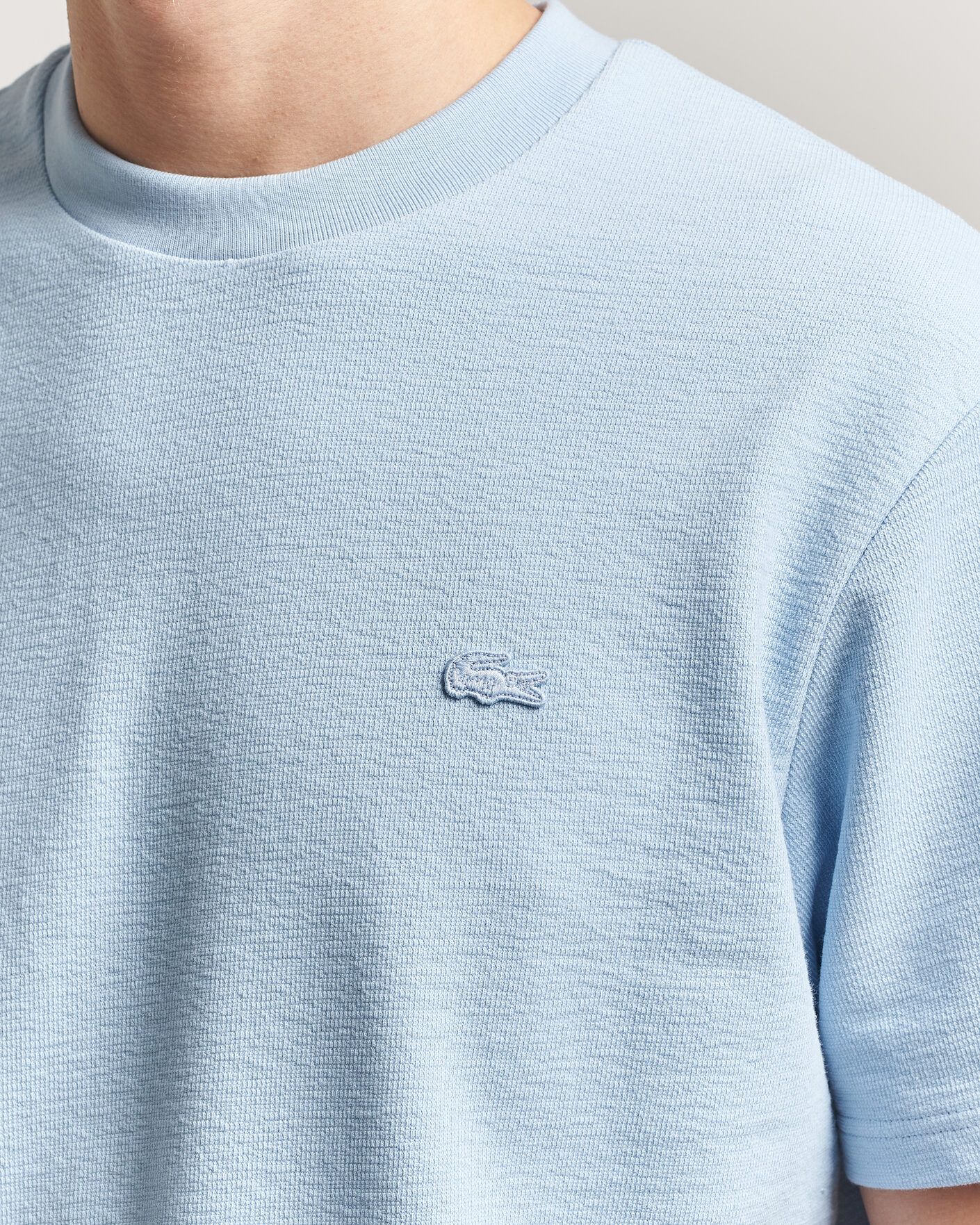 Herren | T-Shirts | Lacoste | Textured Cotton T-Shirt Light Blue