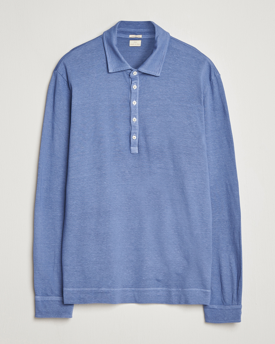 Herren | Poloshirts | Massimo Alba | Raya Cotton/Linen Long Sleeve Polo Tulip