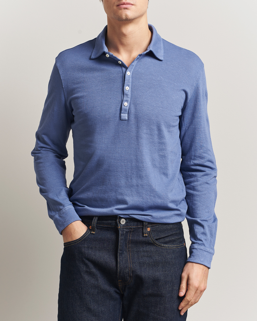 Herren | Poloshirts | Massimo Alba | Raya Cotton/Linen Long Sleeve Polo Tulip