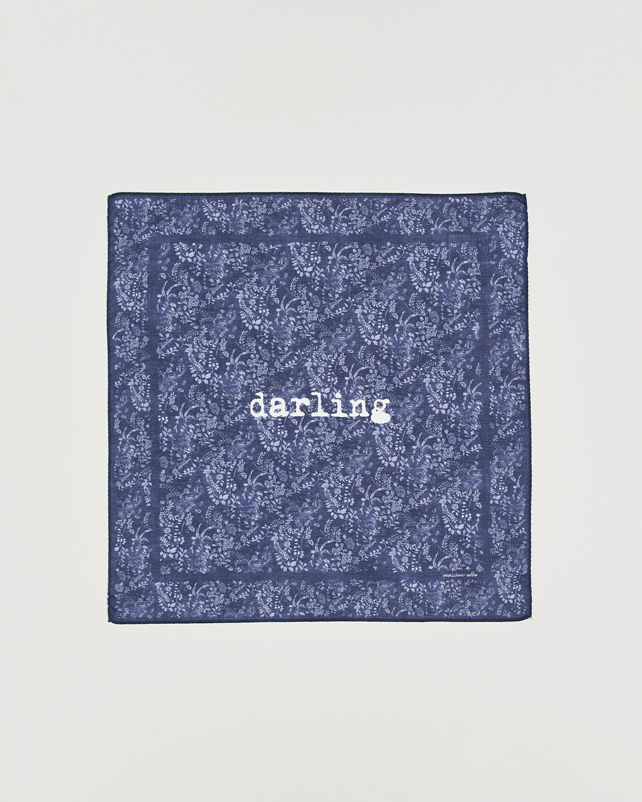 Herren | Einstecktücher | Massimo Alba | Printed Cotton Voile Hankerchief Midnight Blue