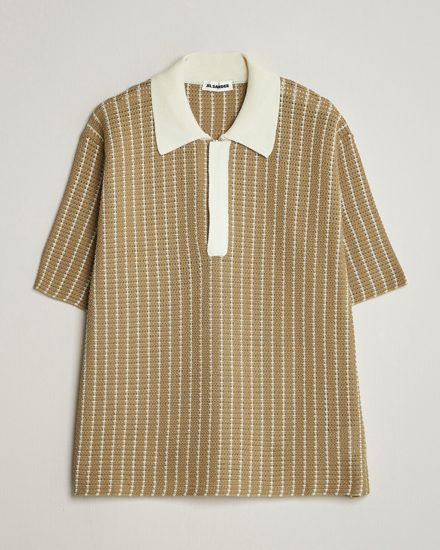 Herren | Poloshirts | Jil Sander | Net Stitch Knitted Polo Tobacco
