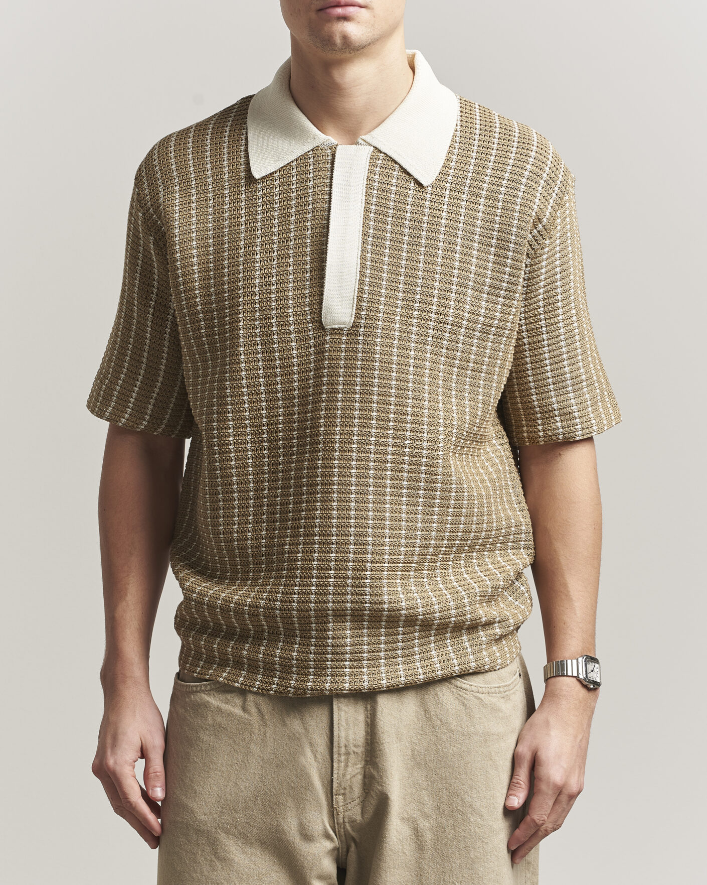 Herren | Poloshirts | Jil Sander | Net Stitch Knitted Polo Tobacco