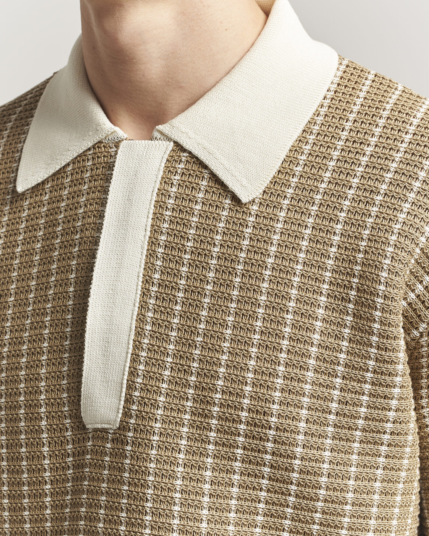 Herren | Poloshirts | Jil Sander | Net Stitch Knitted Polo Tobacco