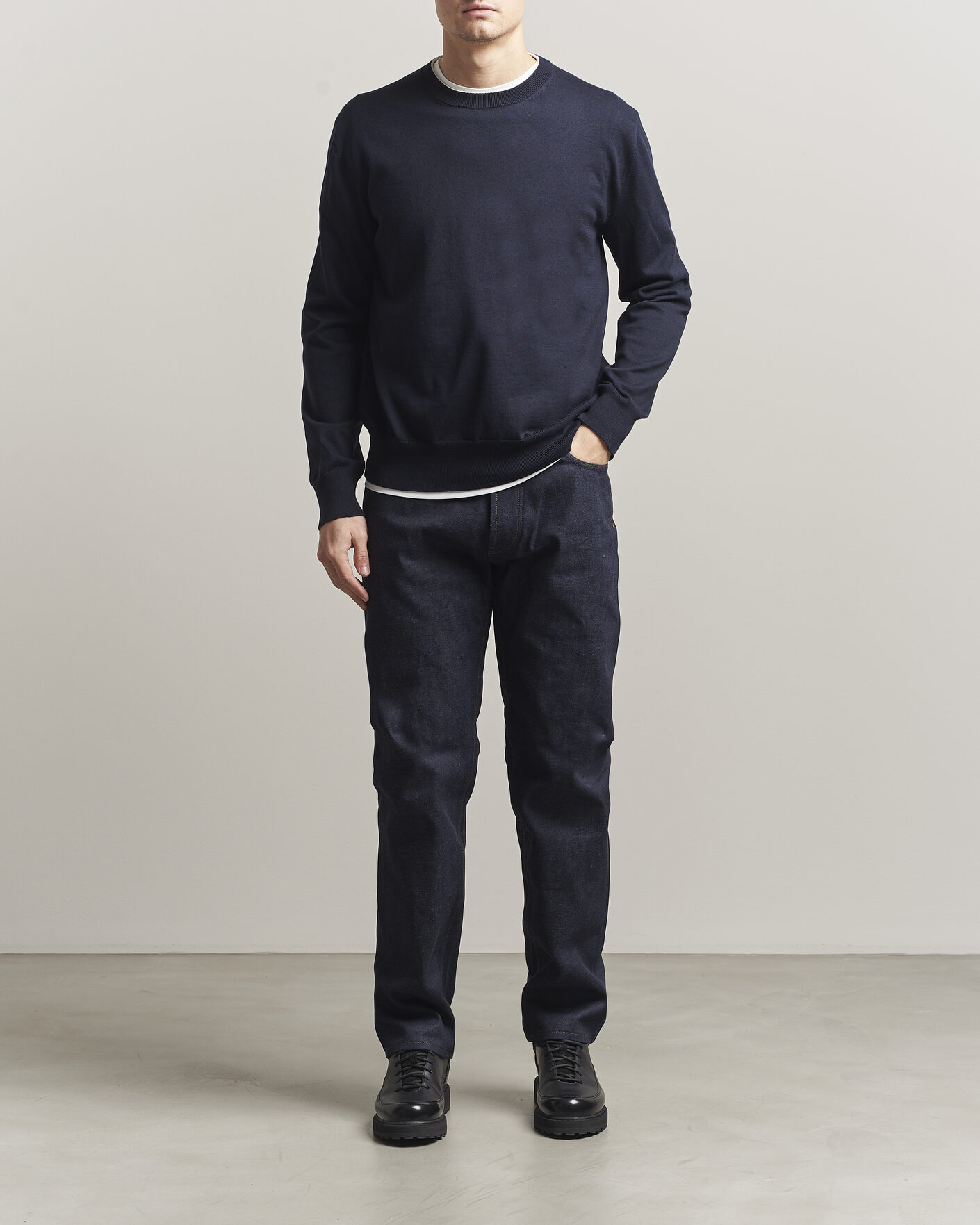 Herren | Pullover | Jil Sander | Fine Cotton Contrast Pullover Navy
