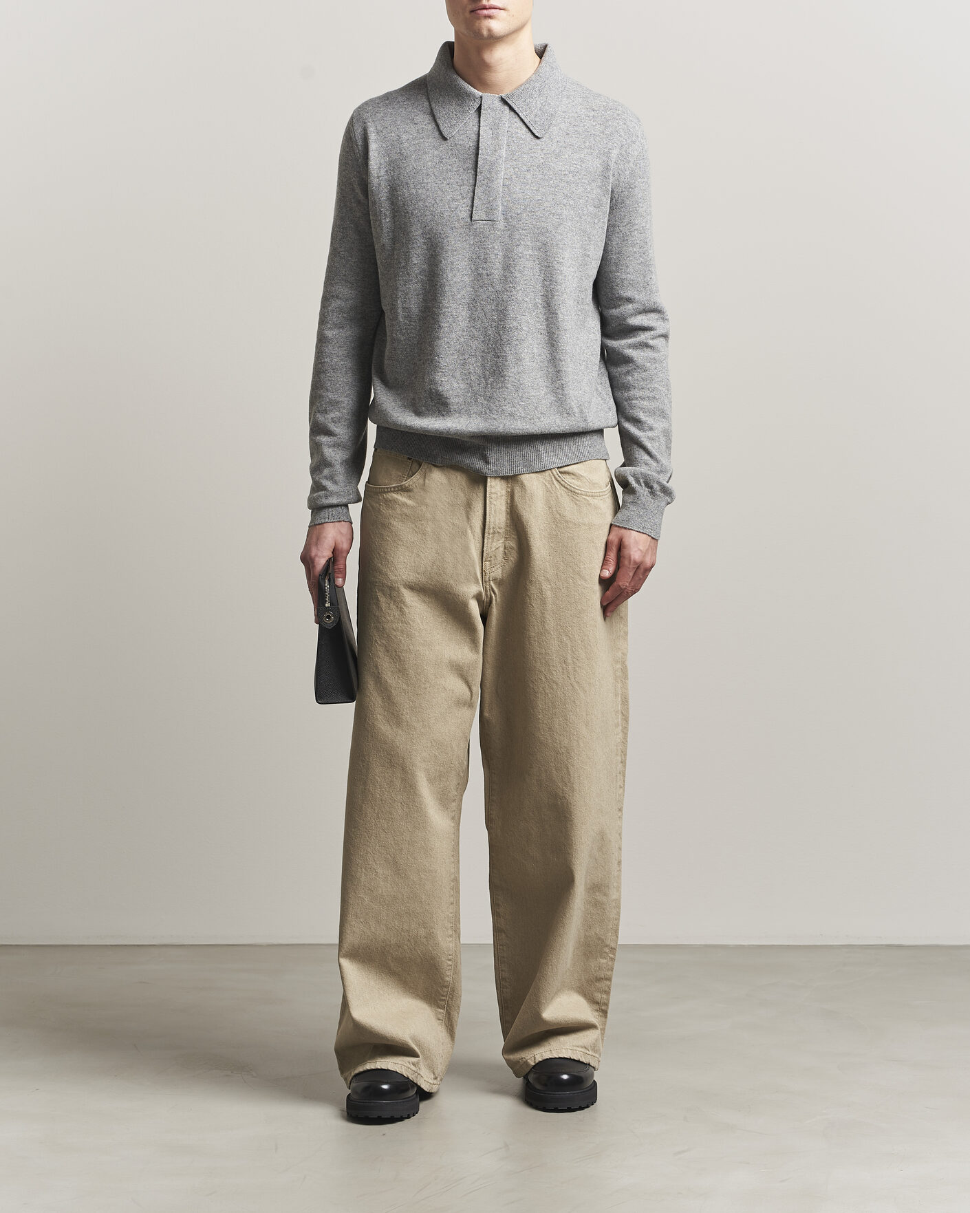 Herren | Pullover | Jil Sander | Long Sleeve Knitted Wool Polo Grey Melange