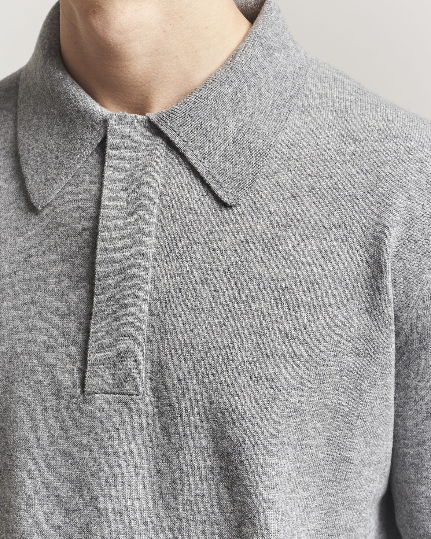 Herren | Pullover | Jil Sander | Long Sleeve Knitted Wool Polo Grey Melange