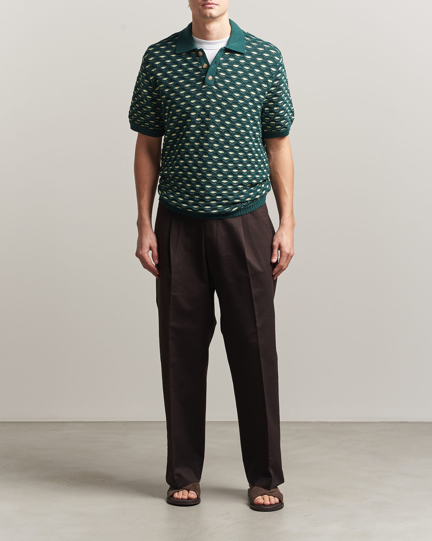 Herren | Poloshirts | LES DEUX | Esmay Shell Knitted Polo Sea Moss Green