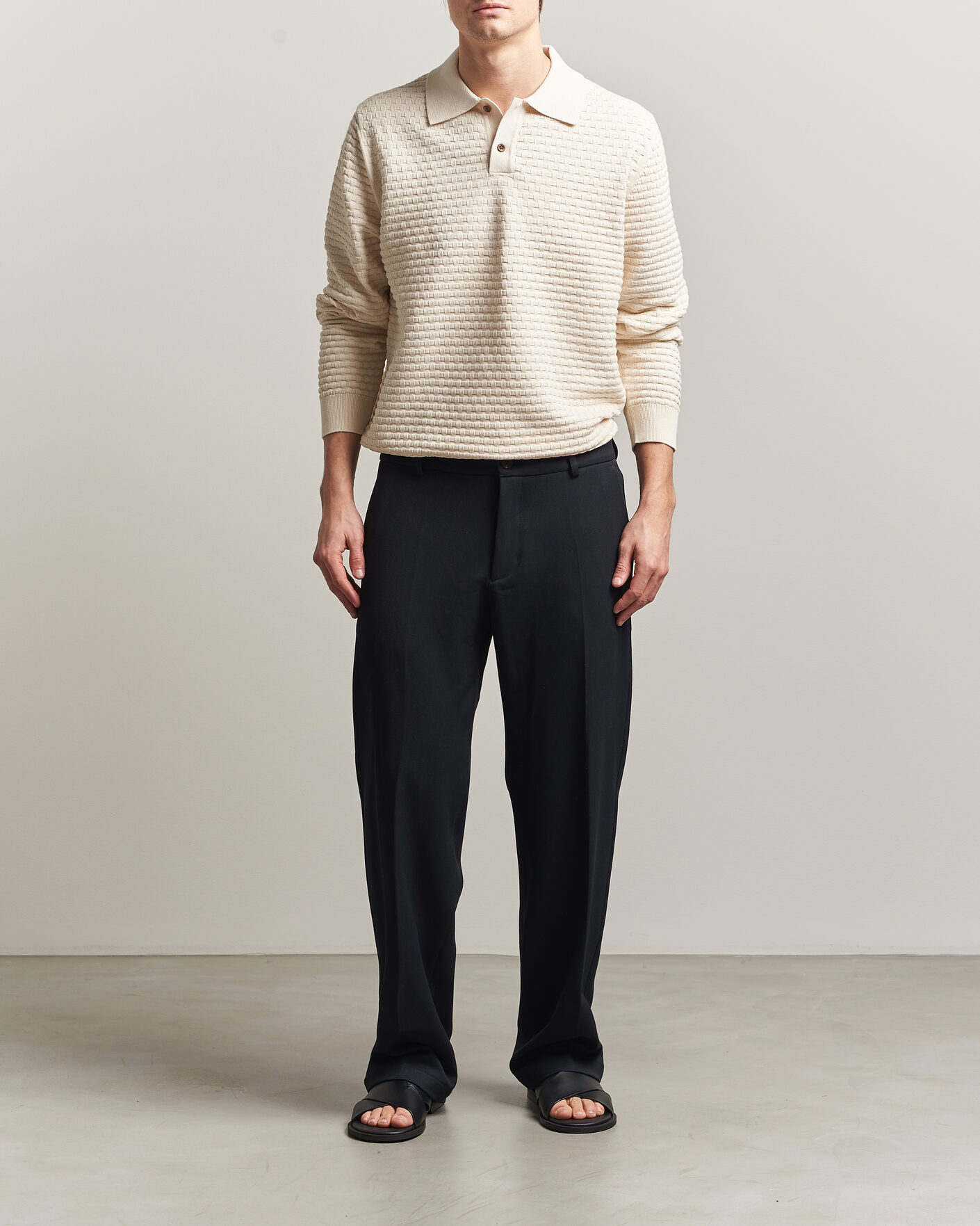 Herren | Pullover | LES DEUX | Billy Weave Knitted Polo Light Ivory