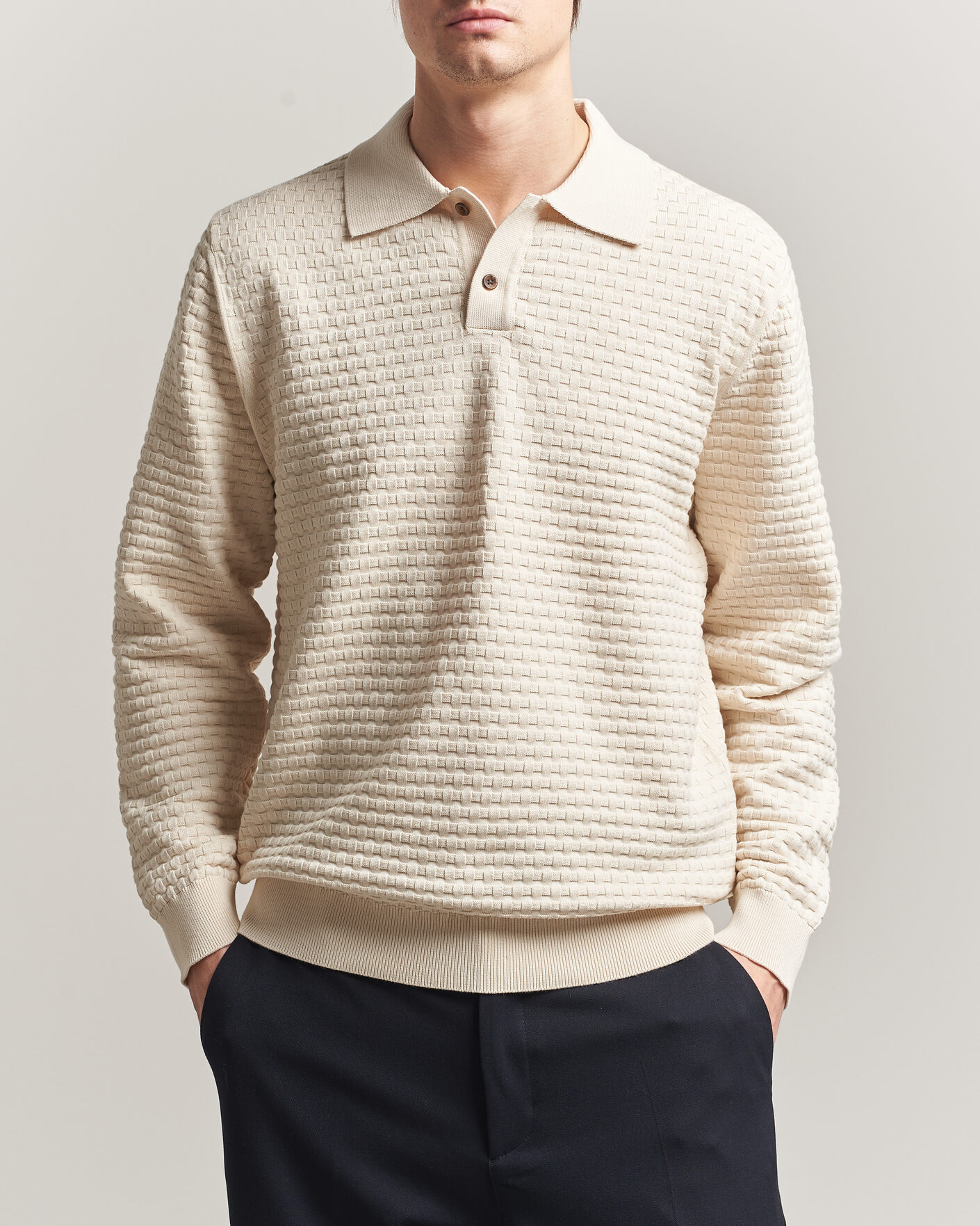 Herren | Pullover | LES DEUX | Billy Weave Knitted Polo Light Ivory
