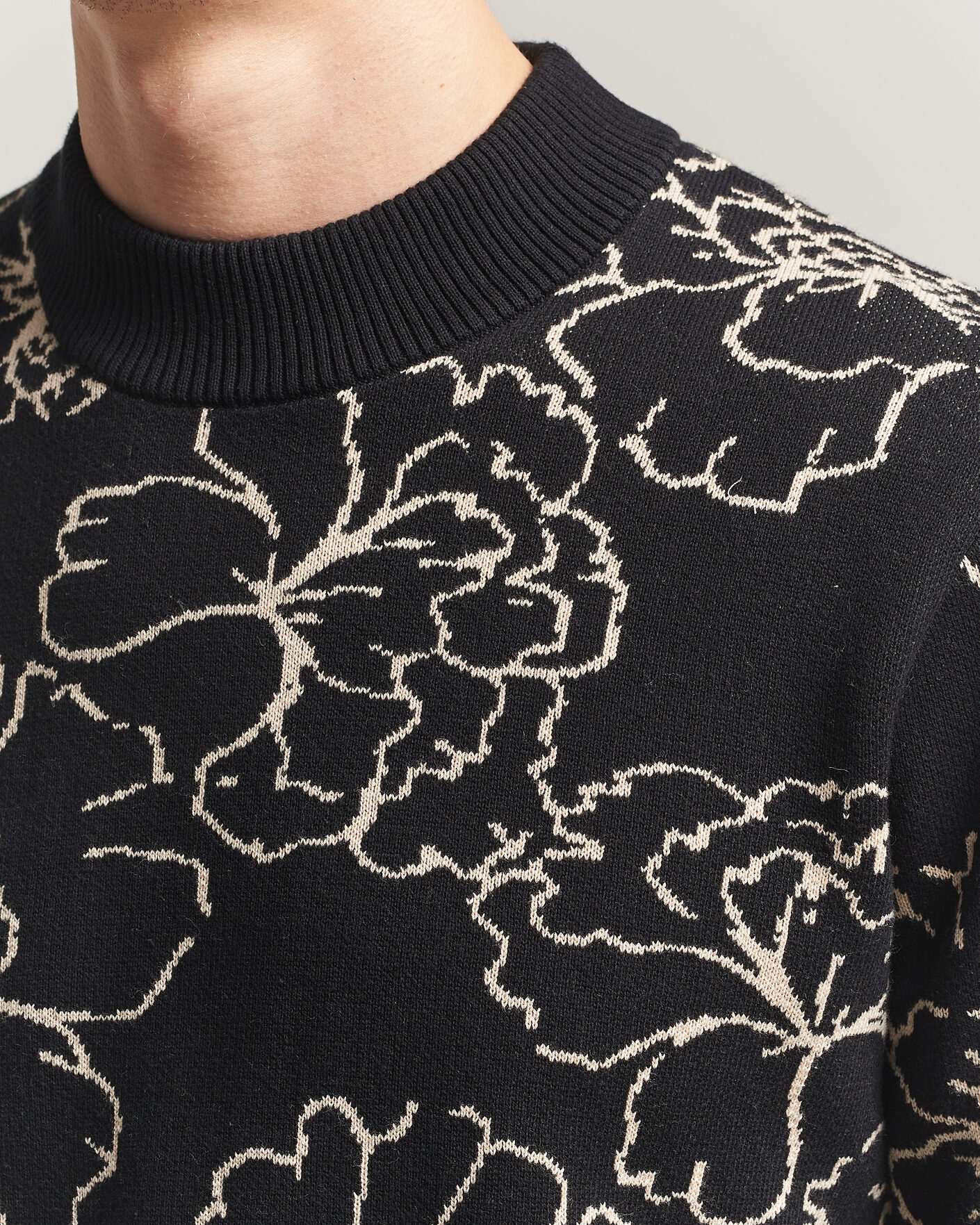 Herren | Pullover | LES DEUX | Gaston Poppy Jaquard Knit Black