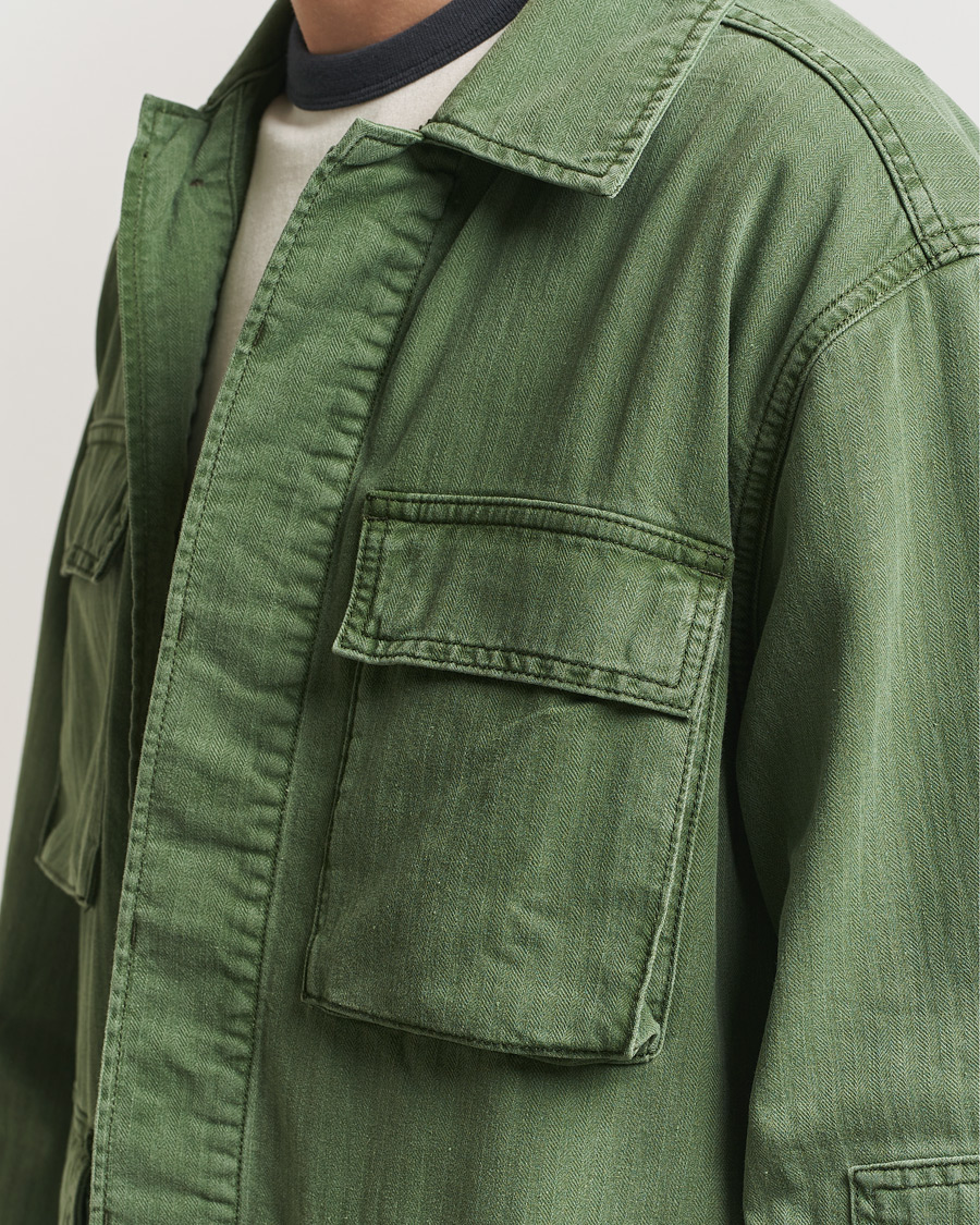 Herren | Jacken | Jeanerica | Luc Herringbone Shirt Jacket Chevron Green