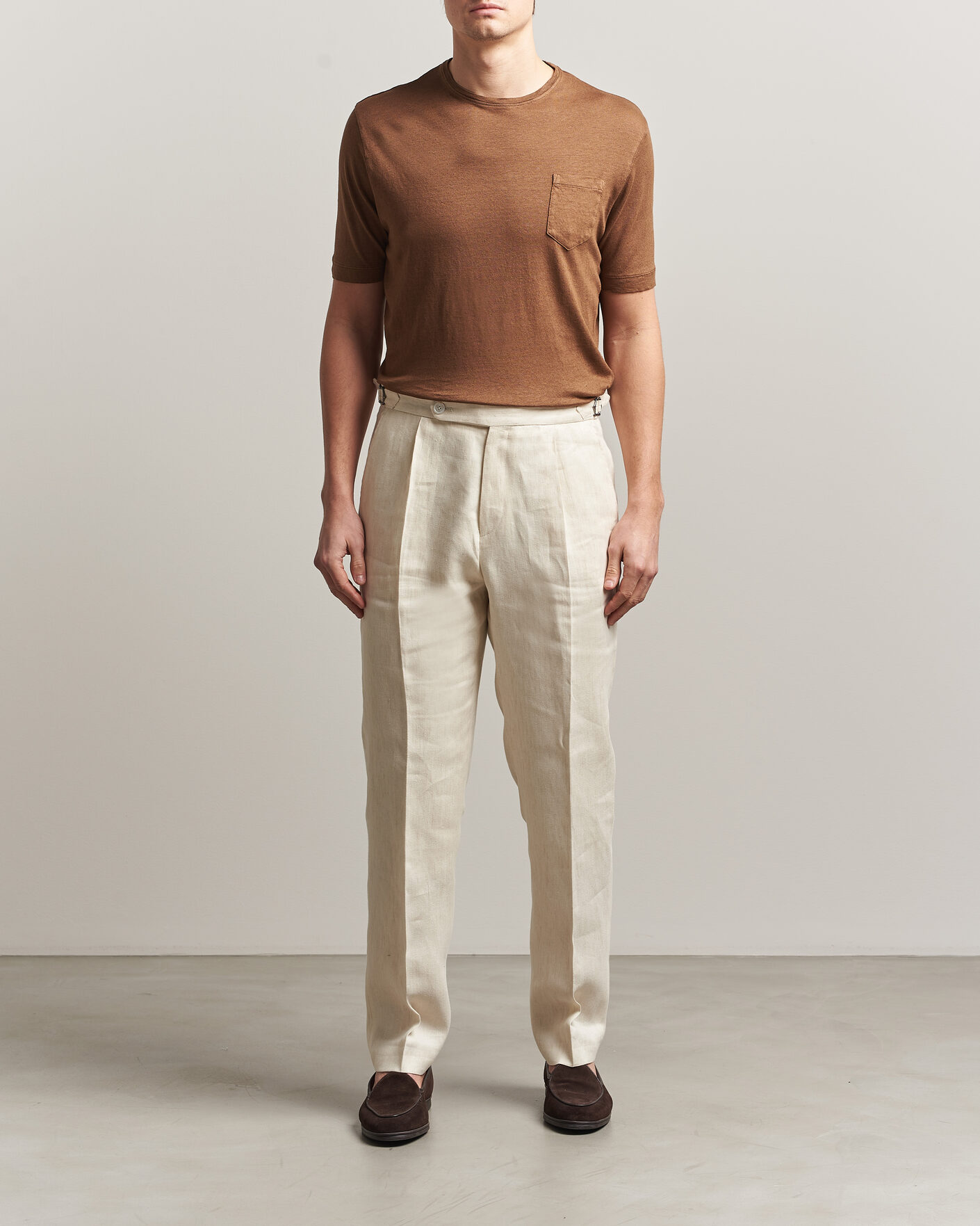 Herren | T-Shirts | Massimo Alba | Panarea Cotton/Linen T-Shirt Wood