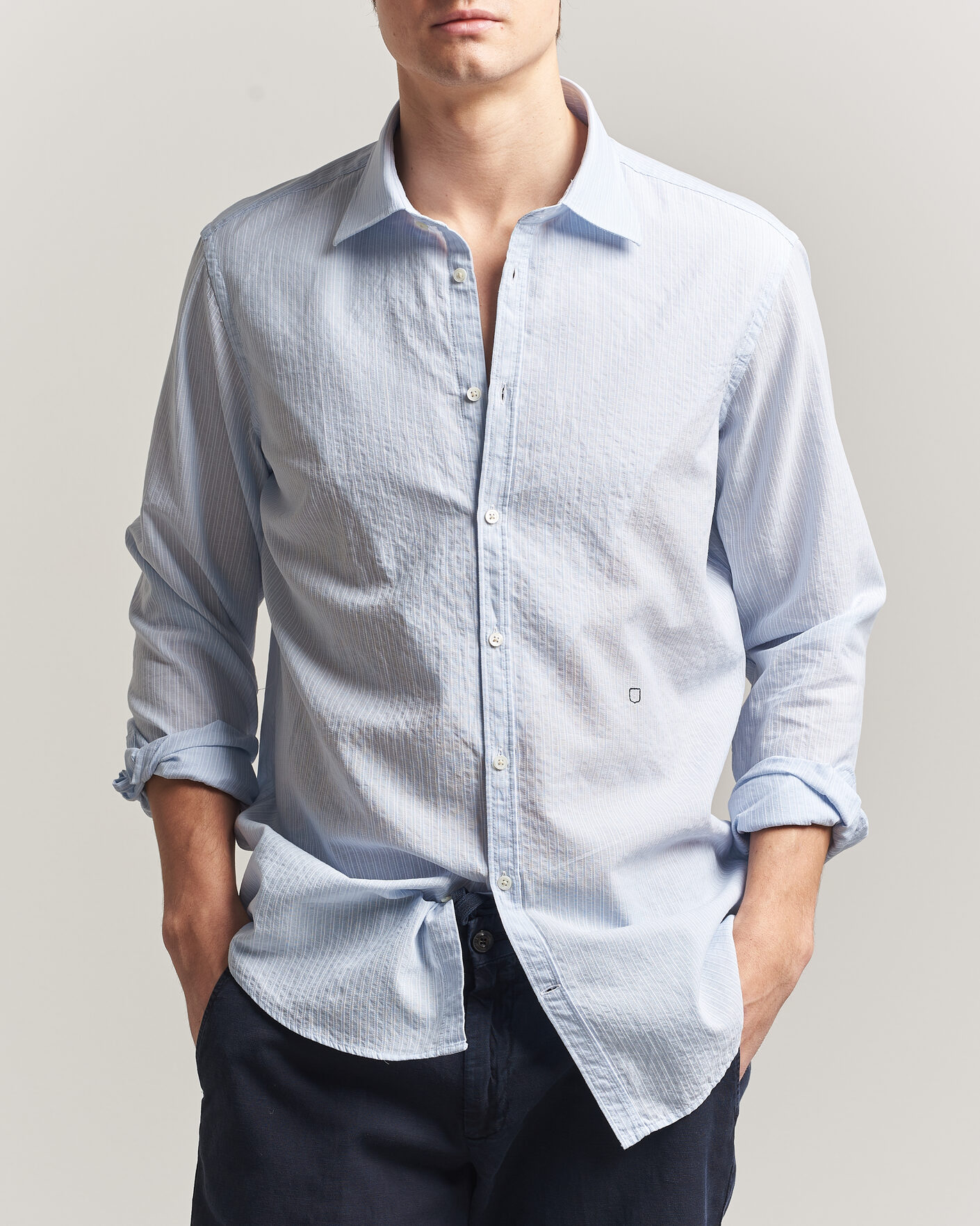 Herren | Hemden | Massimo Alba | Genova Striped Shirt Sky Blue