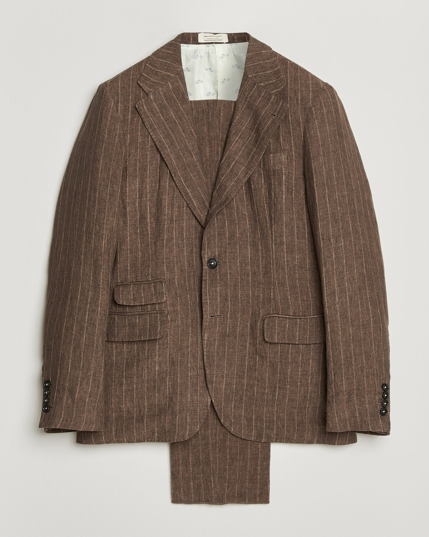 Herren | Anzüge | Massimo Alba | Sloop Linen Suit Brown Pinstripe