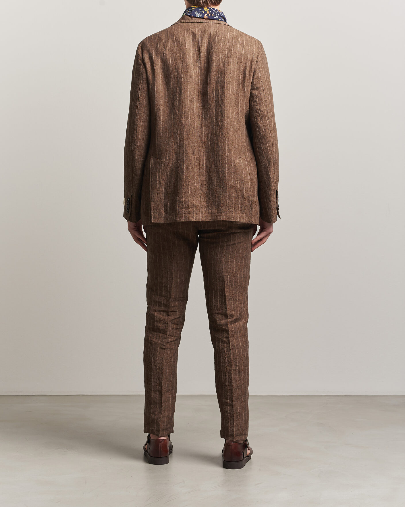 Herren | Anzüge | Massimo Alba | Sloop Linen Suit Brown Pinstripe