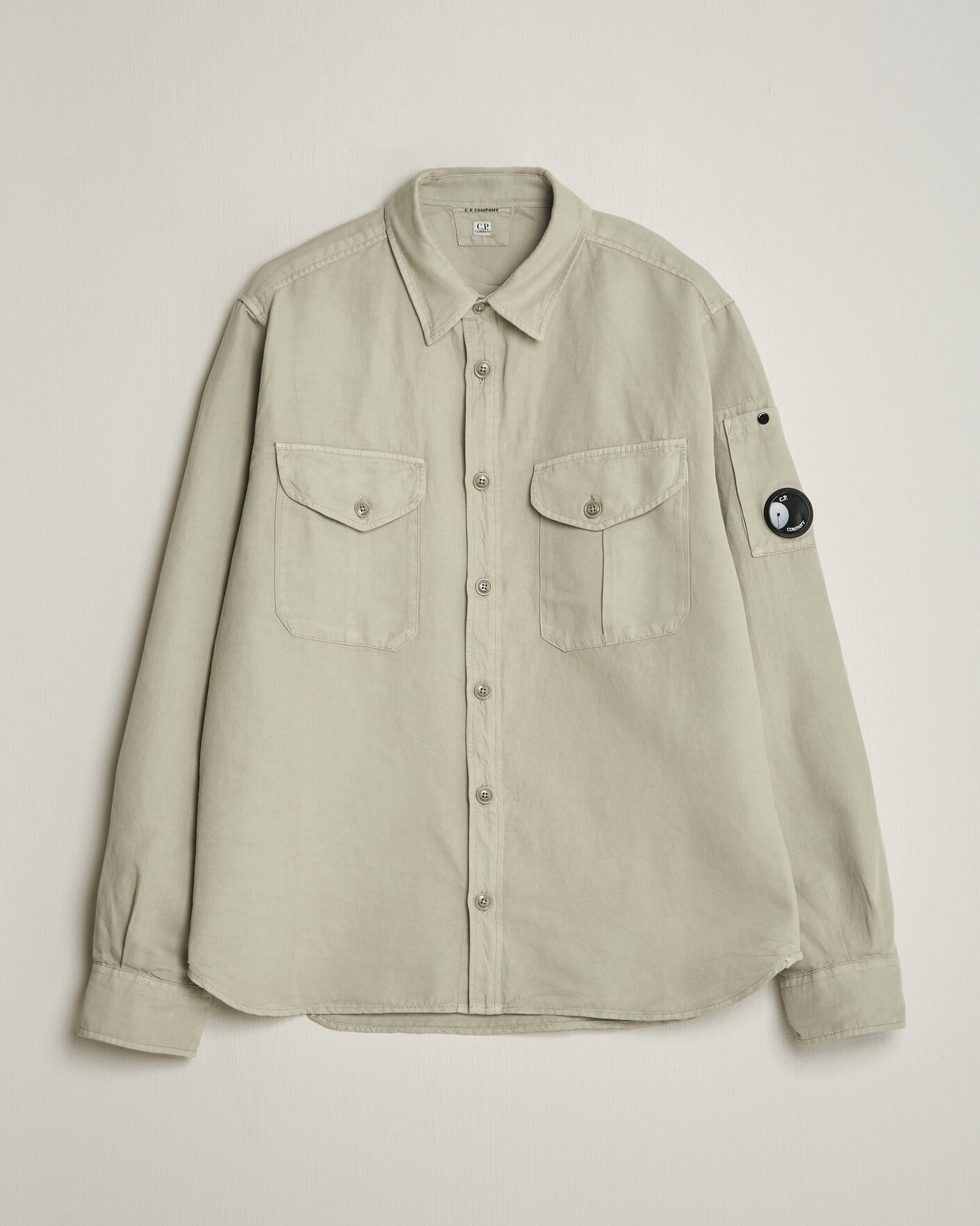 Herren | Hemden | C.P. Company | Cotton/Linen Pocket Shirt Light Grey