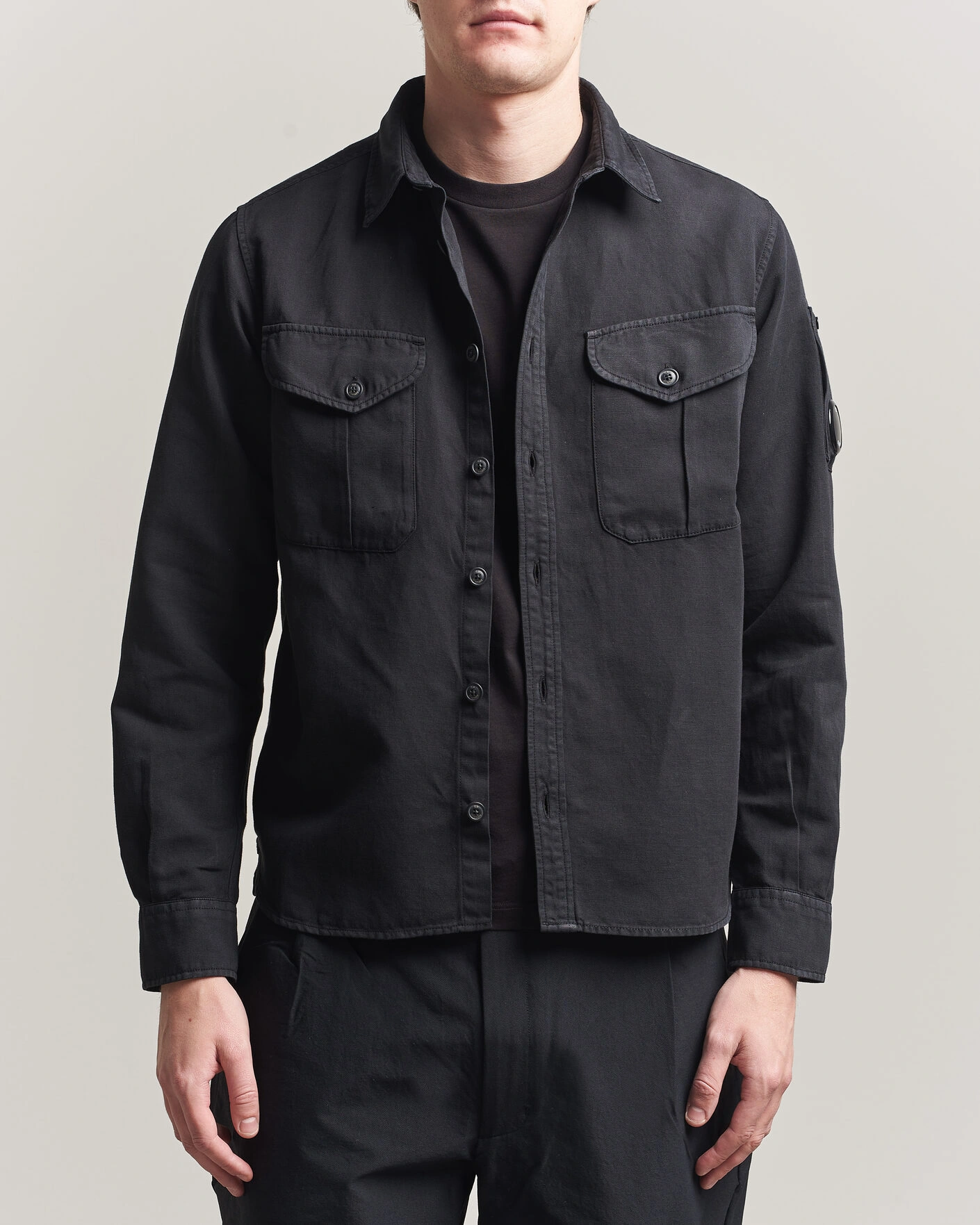Herren | Hemden | C.P. Company | Cotton/Linen Pocket Shirt Black