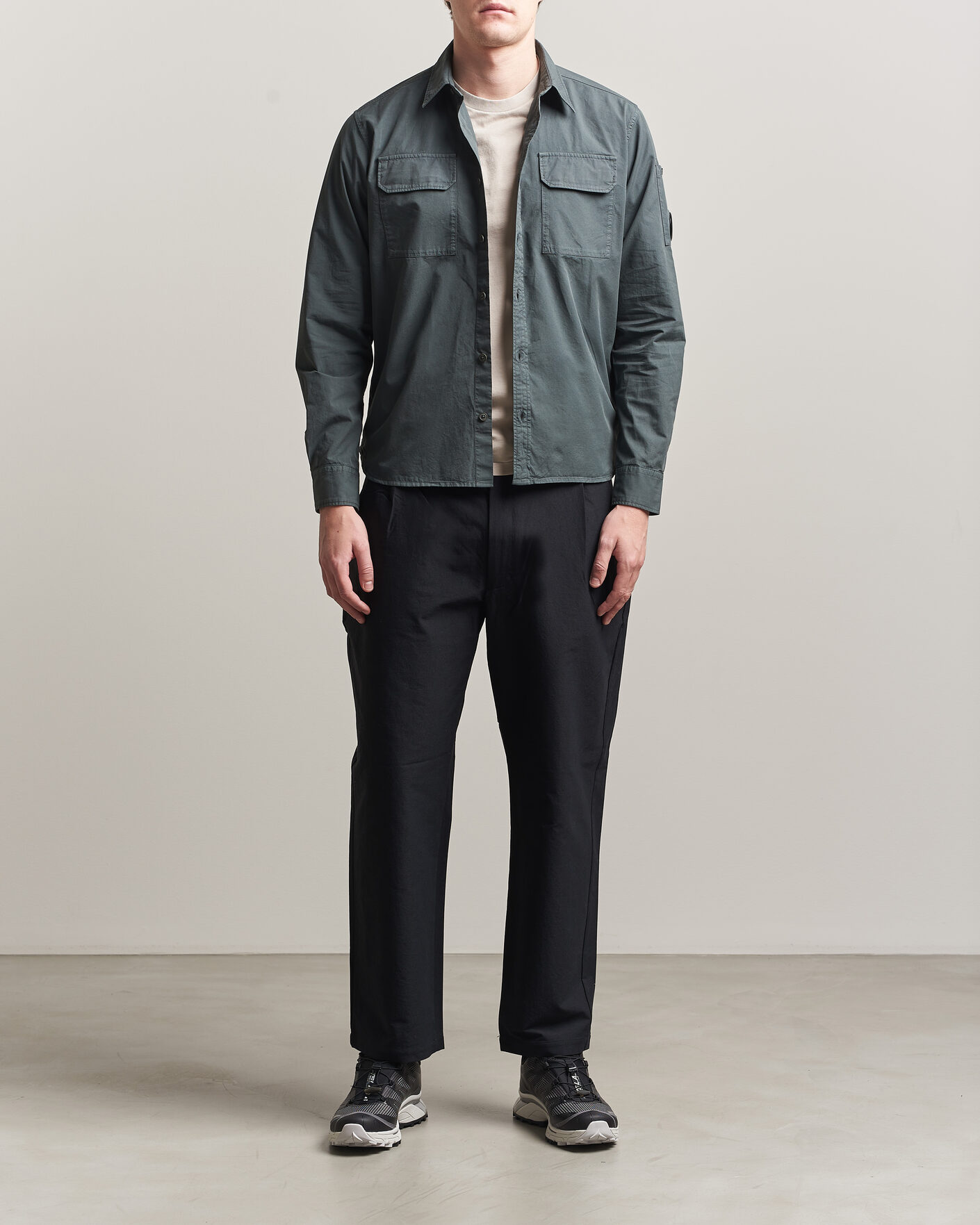 Herren | Hemden | C.P. Company | Organic Gabardine Pocket Shirt Dark Grey