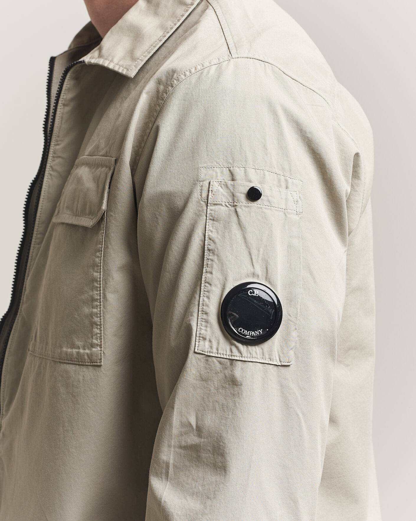 Herren | Hemden | C.P. Company | Garment Dyed Gabardine Zip Overshirt Light Grey