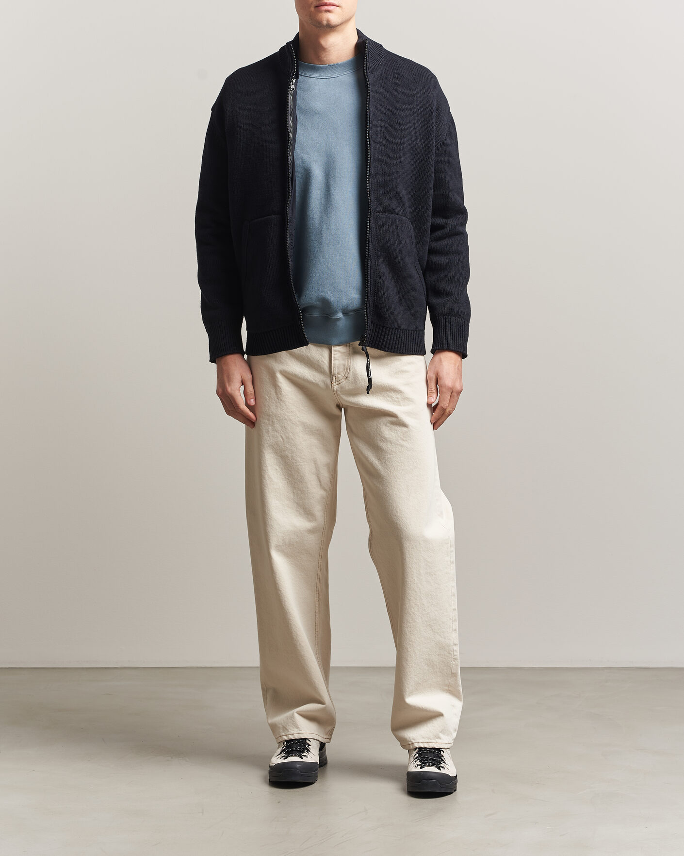 Herren | Pullover | C.P. Company | Cotton Mix 2 in 1 Knitted Sweater Navy