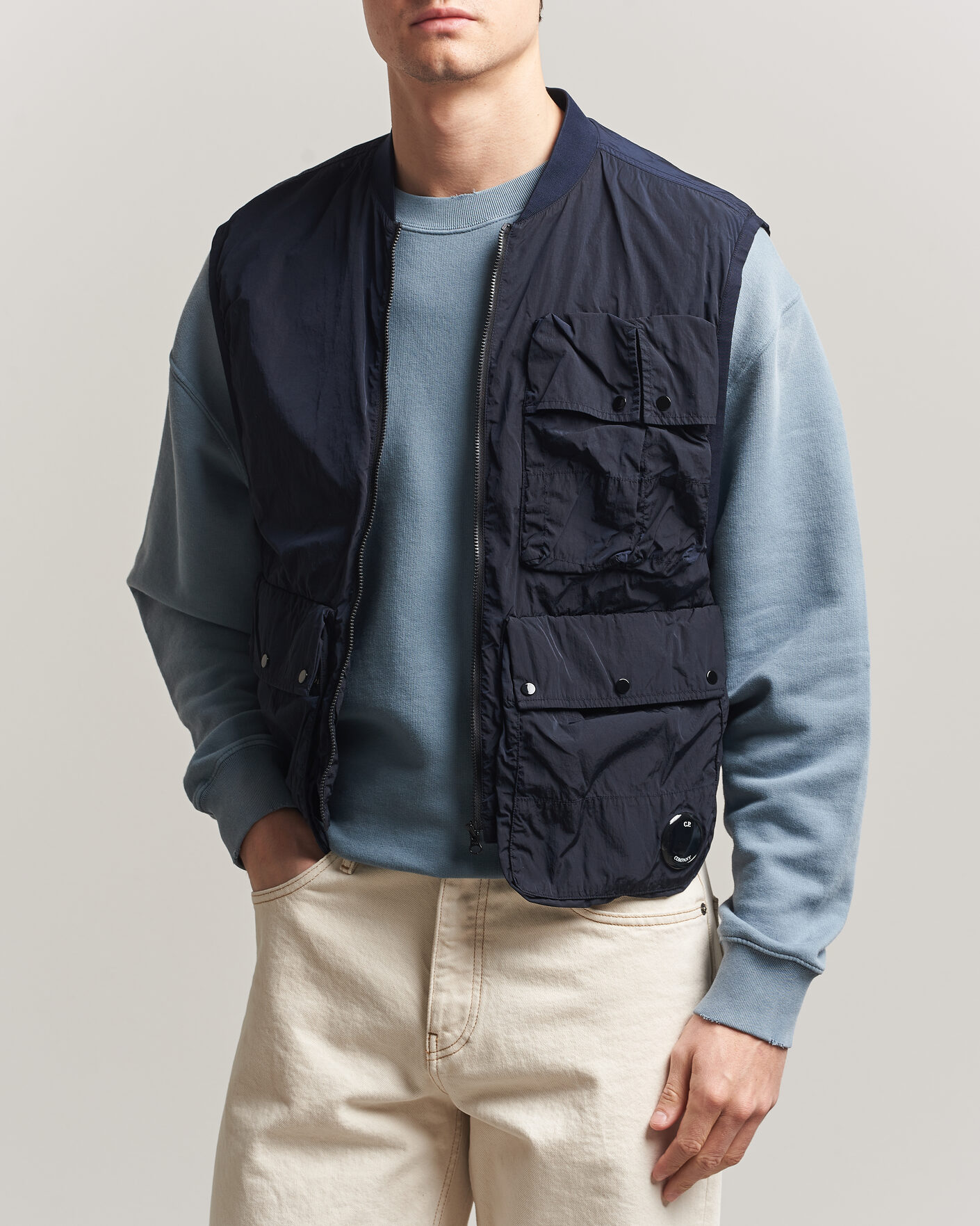 Herren | Pullover | C.P. Company | Cotton Mix 2 in 1 Knitted Sweater Navy