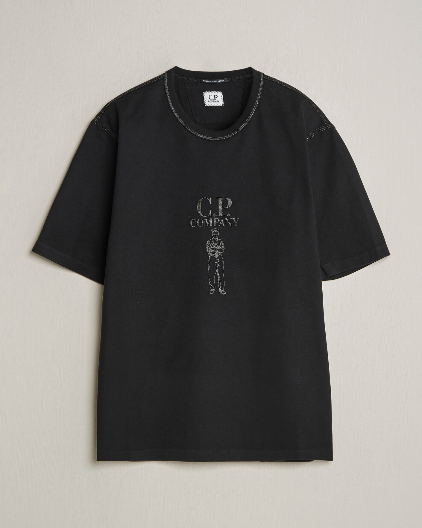 Herren | T-Shirts | C.P. Company | Mercerized Heavy Cotton Chest Logo T-Shirt Black