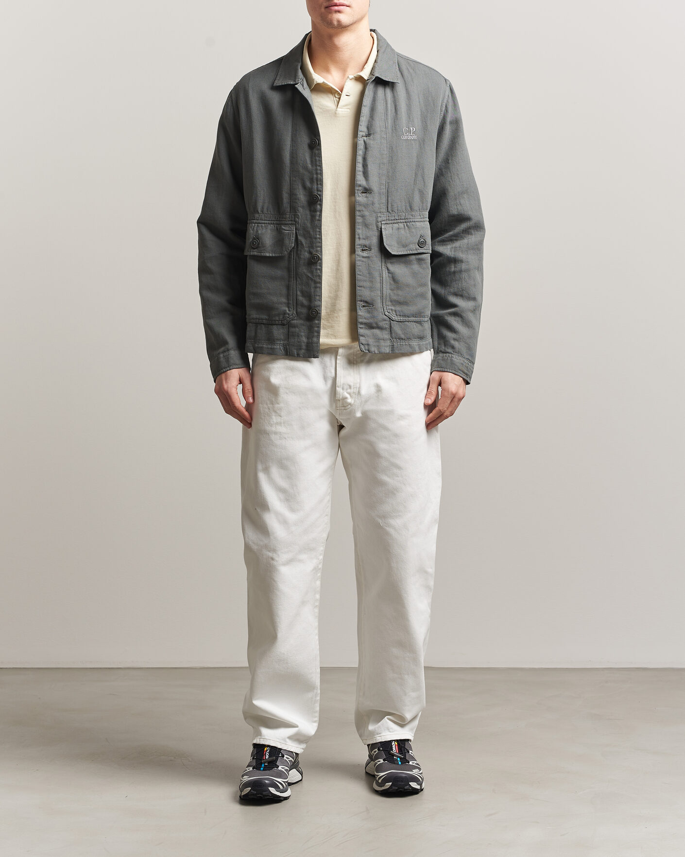 Herren | Hemden | C.P. Company | Broken Twill Linen/Cotton Overshirt Olive