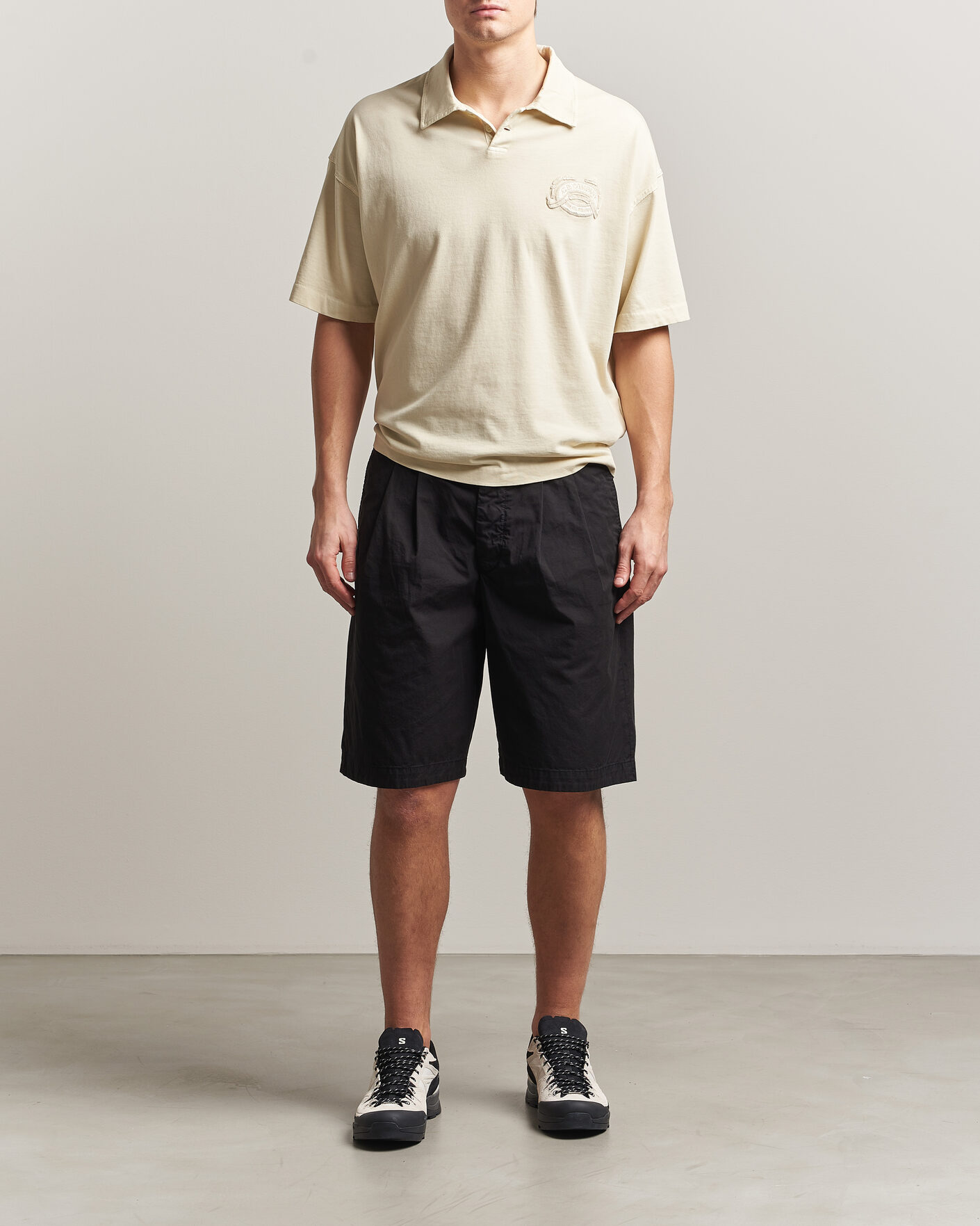 Herren | Shorts | C.P. Company | Cotton Gabardine Pleated Loose Shorts Black