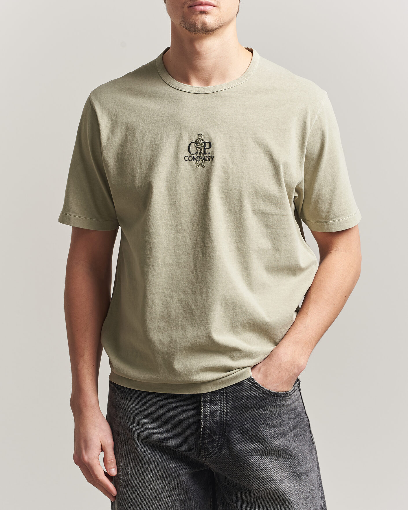 Herren | T-Shirts | C.P. Company | Back Printed Cotton T-Shirt Washed Green