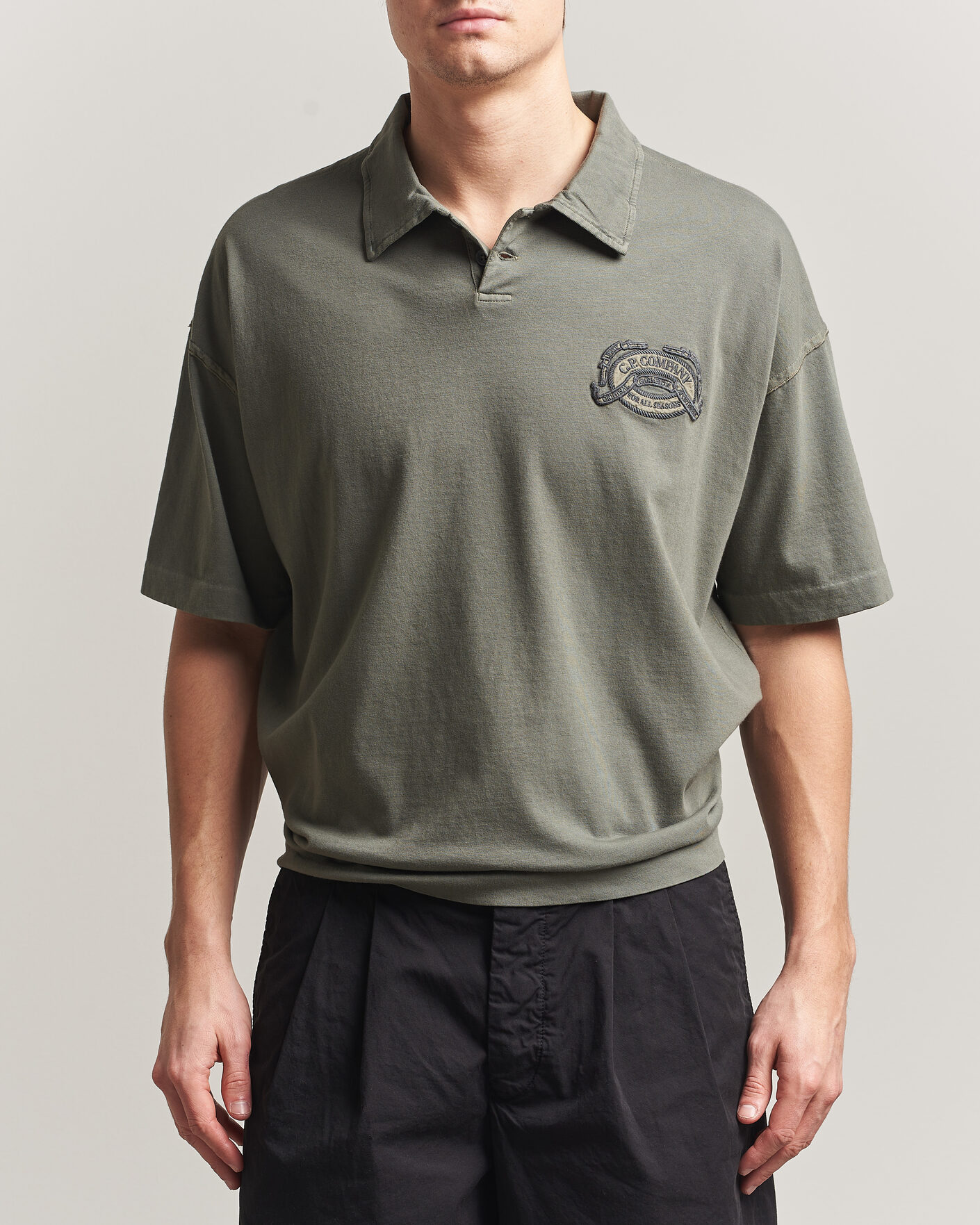 Herren | Poloshirts | C.P. Company | Boxy Fit Cotton Logo Polo Dark Green
